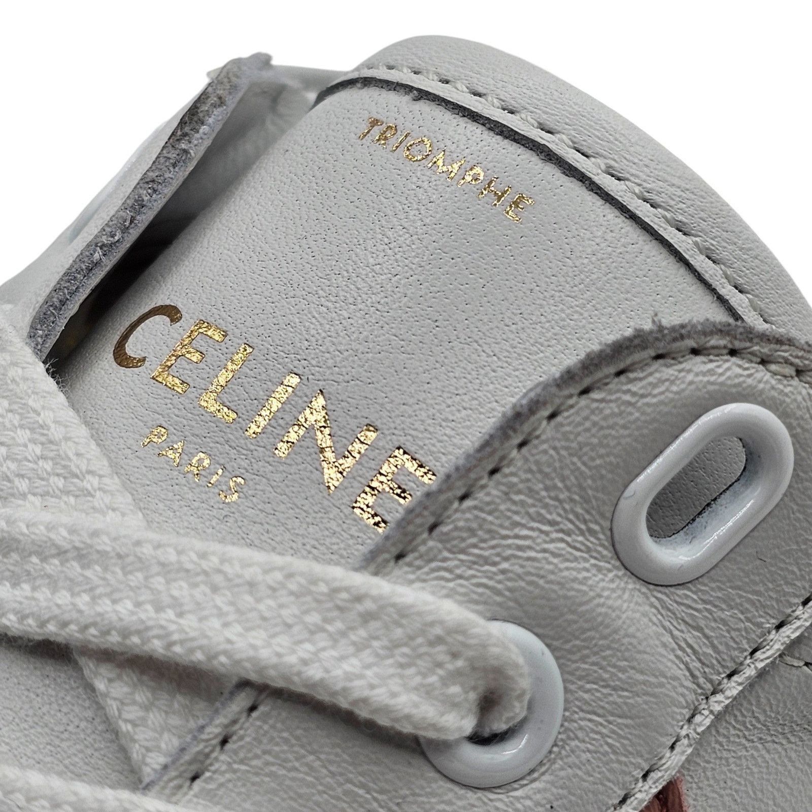 Celine Triomphe Low Top Sneakers - Leather - White & Pink - 42 12US Size US 12 / IT 42 - 6 Thumbnail