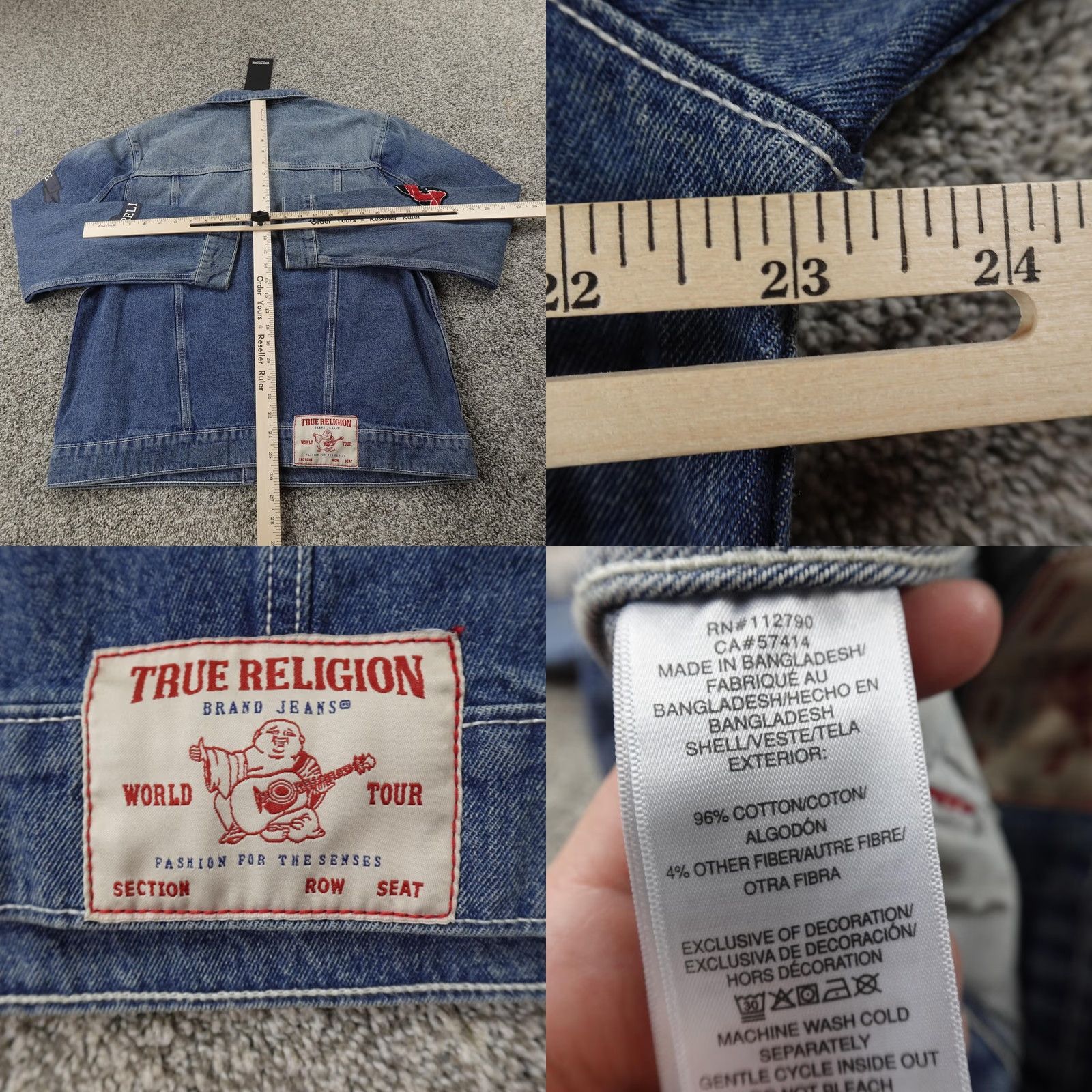 True Religion TRUE RELIGION Jacket Mens L Blue Denim Jean Trucker Coat Varsity Patch Y2K Jacket Mens L Blue Denim Trucker Coat Varsity Patch Y2K Size US 33 - 8 Thumbnail