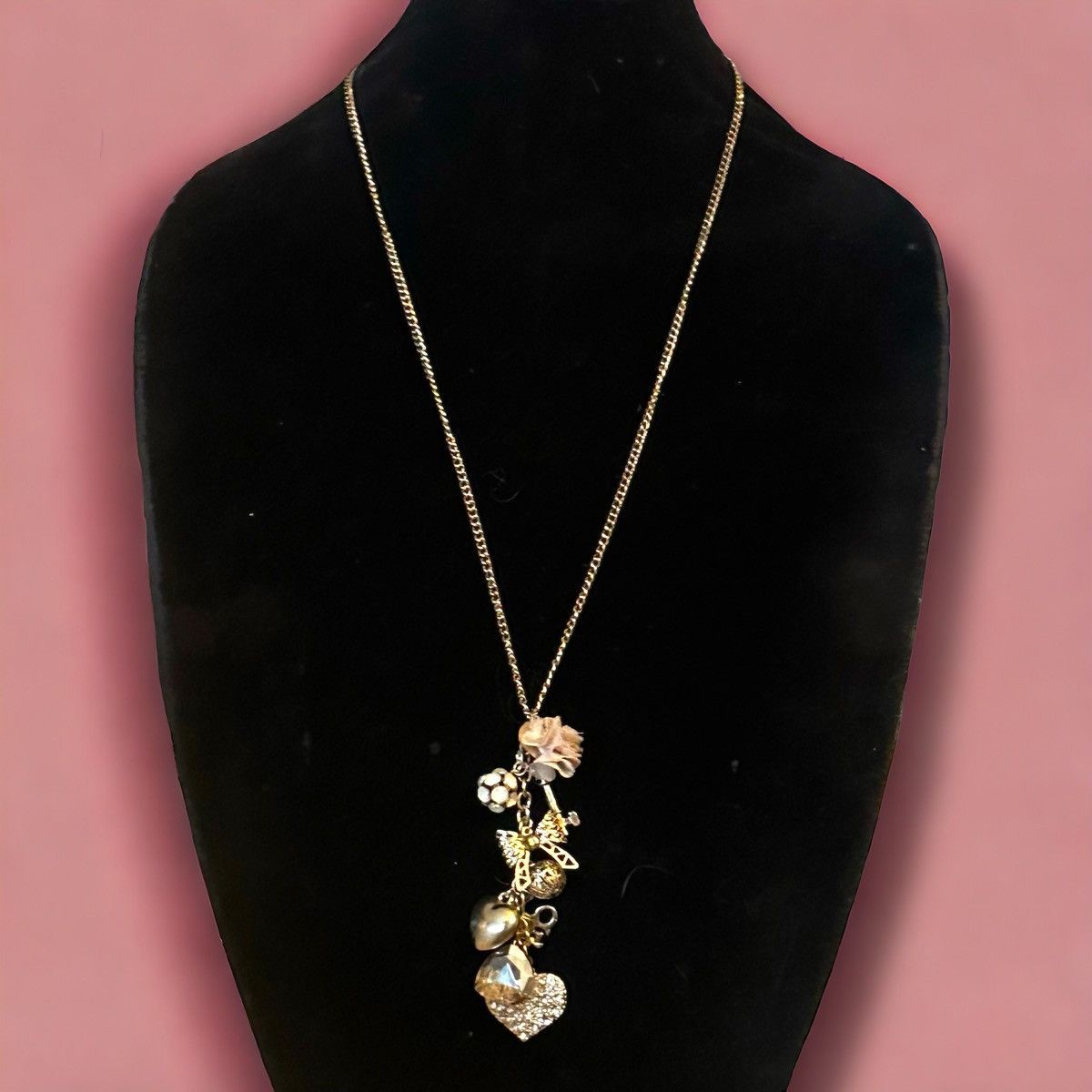 Other Gold tone love theme charm tassel necklace Size ONE SIZE - 1 Thumbnail