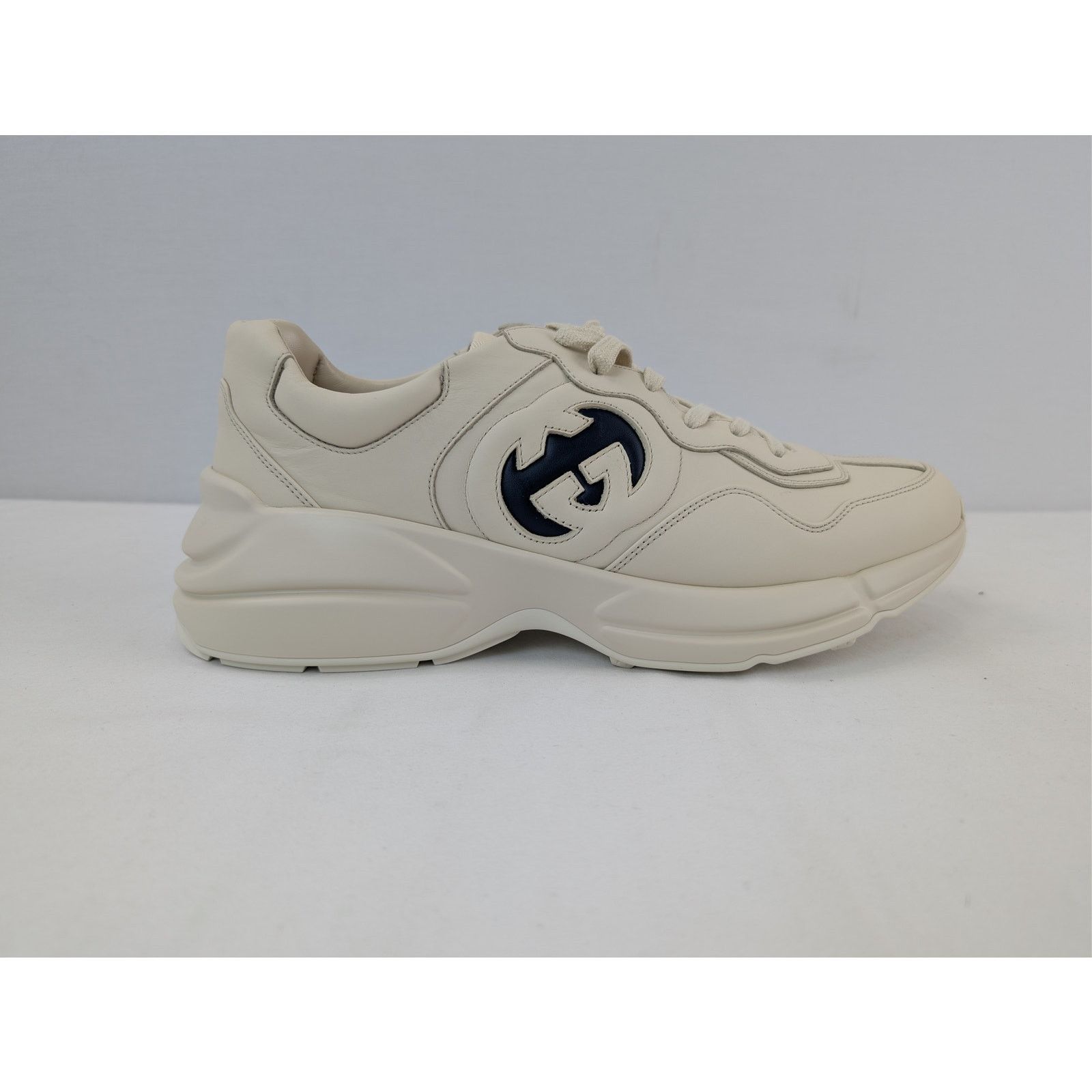 Gucci o1rshd1 leather Interlocking G logo Rhyton sneakers in ivory Size US 12.5 / EU 45-46 - 3 Thumbnail