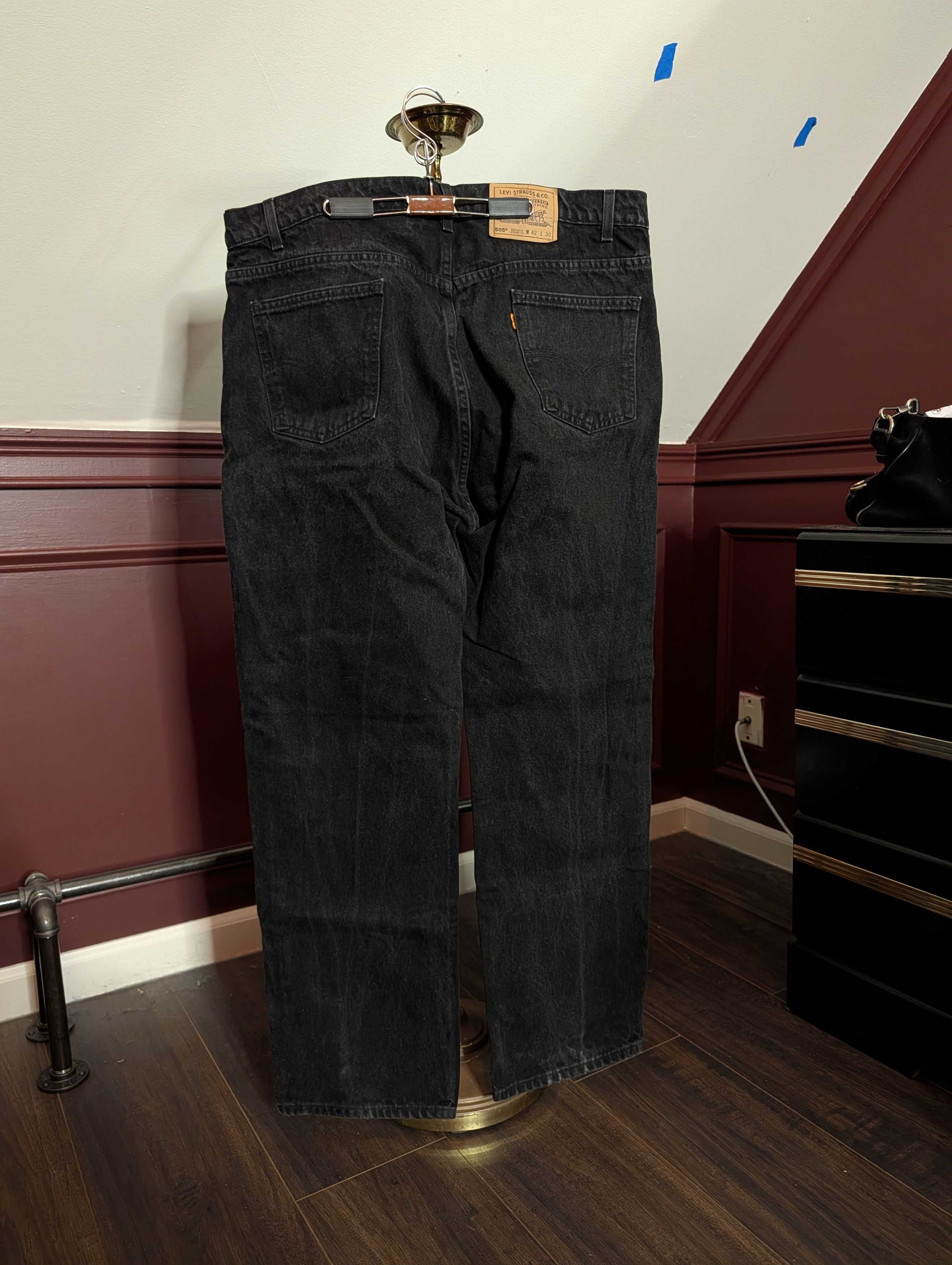 Levi's Vintage Clothing ORANGE TAB vtg black 505 straight leg denim jeans Size US 39 - 5 Thumbnail