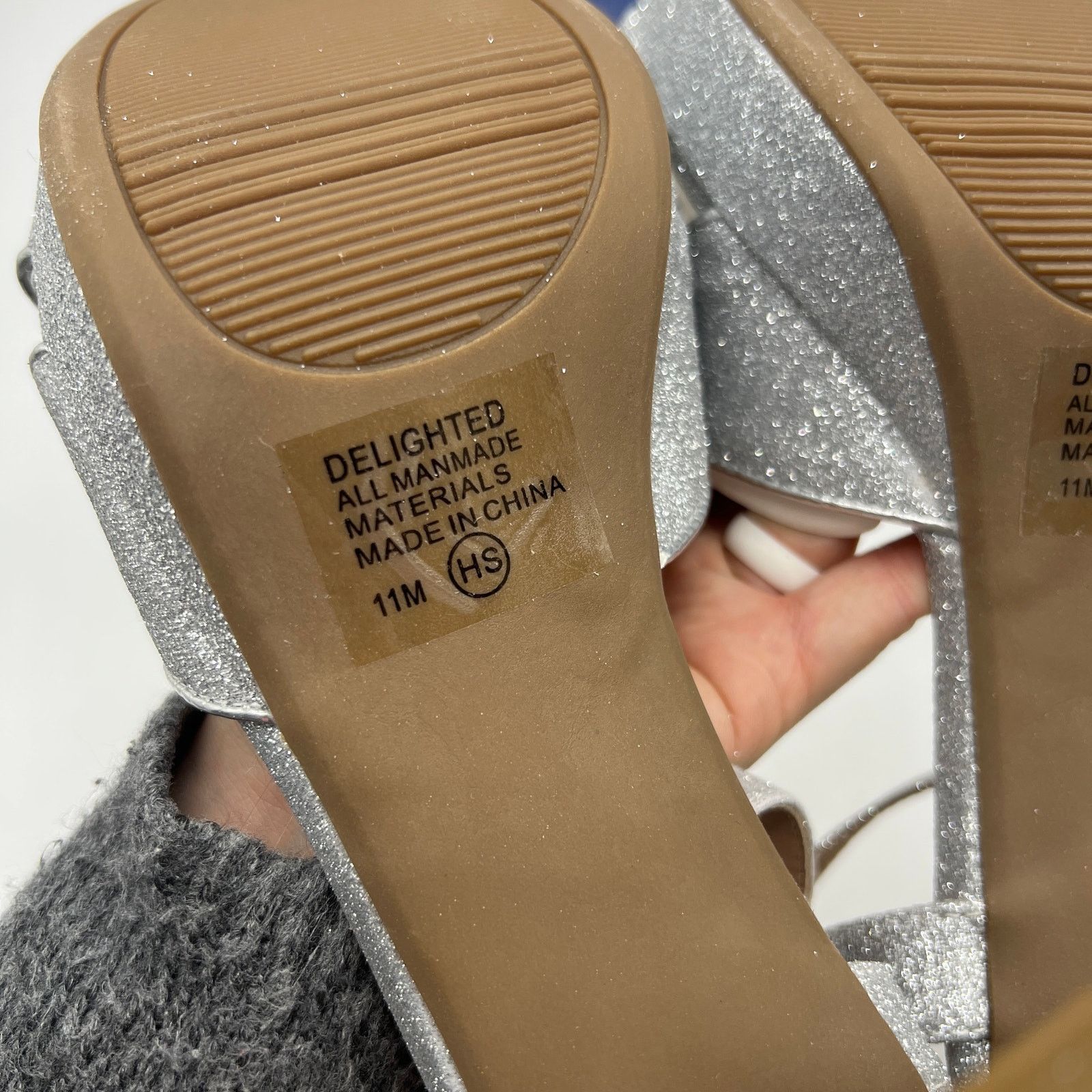 Other Pop Delighted Womens Silver Glitter Heeled Sand Size US 11 / IT 41 - 7 Thumbnail