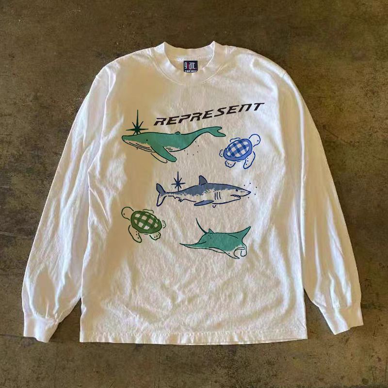Japanese Brand × Vintage White washed retro marine life print long sleeve tee Size US L / EU 52-54 / 3 - 1 Thumbnail