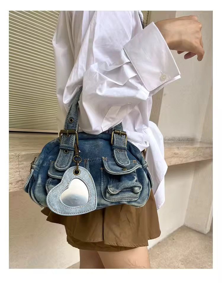 Vintage Designer Retro Vintage Style Y2k Jeans Denim Hand Bag Size ONE SIZE - 8 Thumbnail