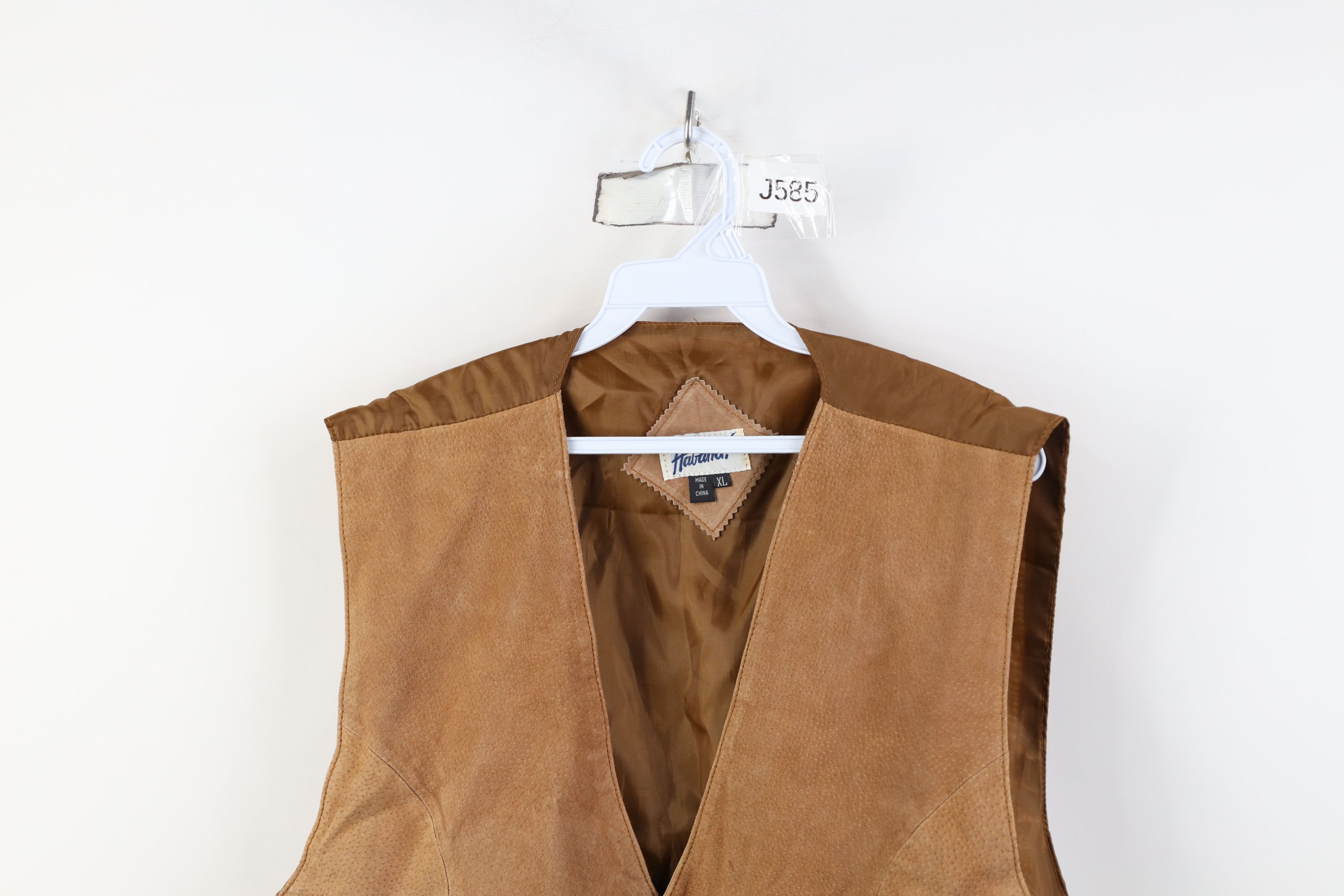 Vintage Vintage 90s Streetwear Back Suede Leather Vest Jacket Brown Size US XL / EU 56 / 4 - 2 Thumbnail
