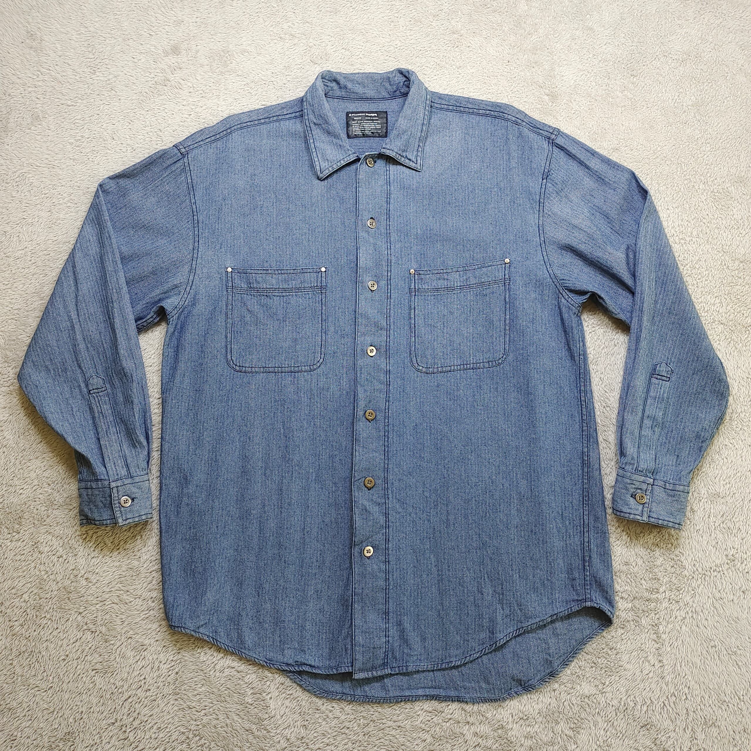 Vintage Piaggio Vespa button up shirt indigo jeans herringbone shirt Size US M / EU 48-50 / 2 - 1 Thumbnail