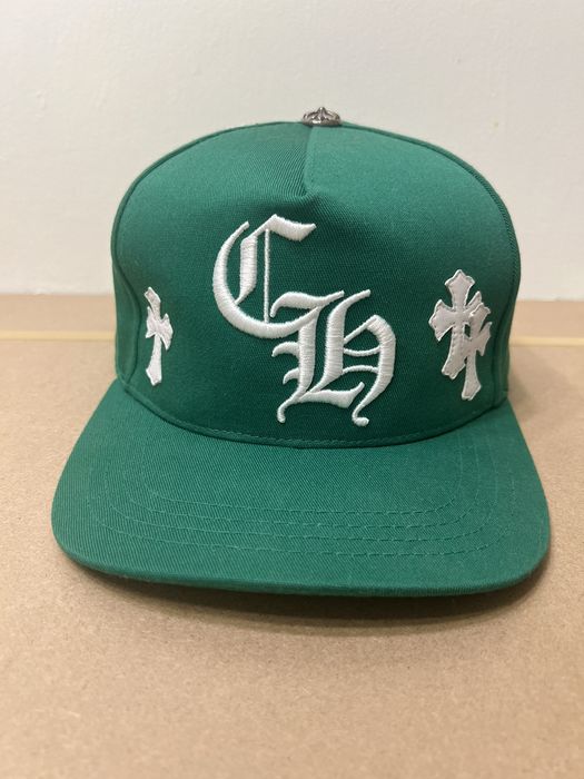 Chrome Hearts Chrome Hearts Green Leather Patch CH Logo Baseball Hat ...