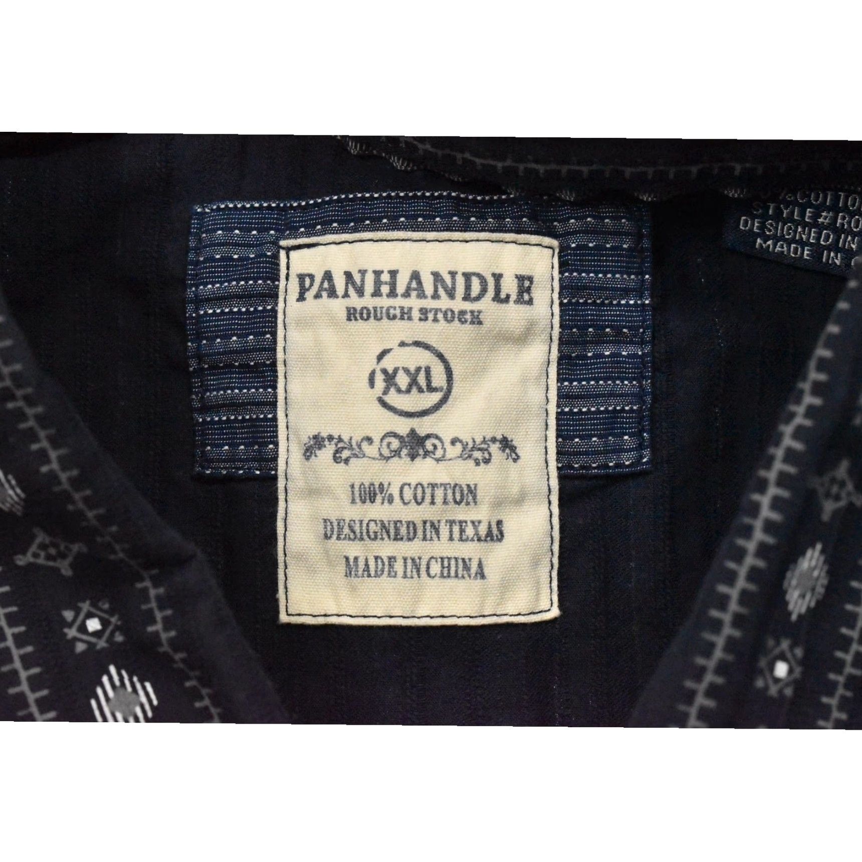 Vintage Panhandle Rough Stock Mens XXL Blue Geometric Pearl Snap Long Sleeve Shirt Size US XXL / EU 58 / 5 - 8 Thumbnail