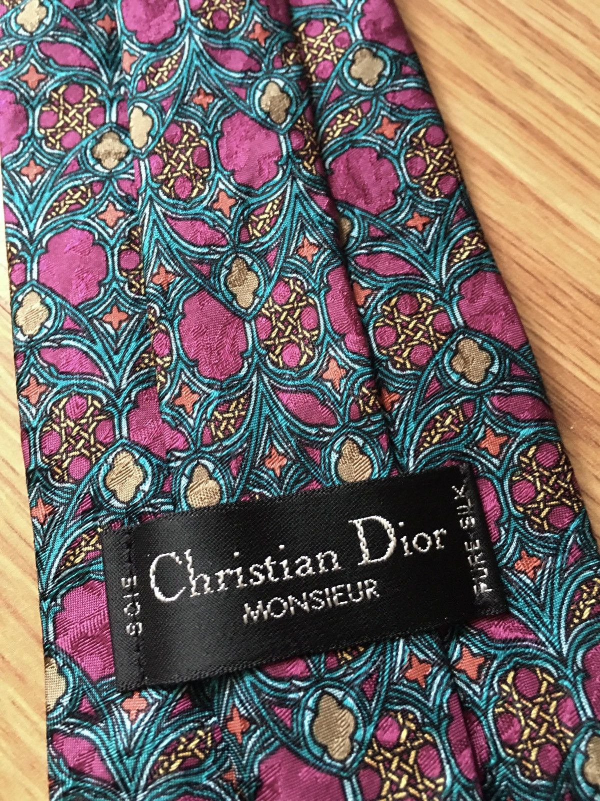 Christian Dior Monsieur × Dior × Vintage Christian Dior Floral Vintage Jacquard Silk Mens Neck Tie Size ONE SIZE - 2 Thumbnail
