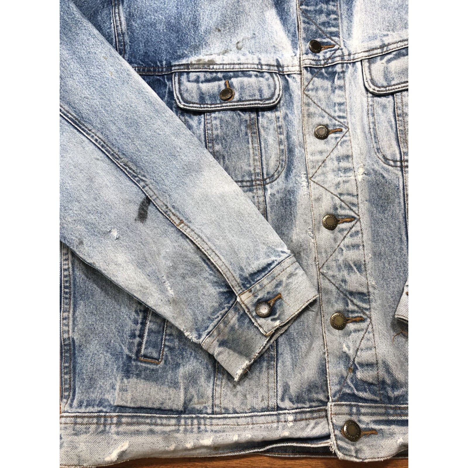 Wrangler VINTAGE Wrangler Denim Jacket Trucker Western Cowboy Blue 52 Chest Mens Regular Denim Jacket Size US 36 / EU 52 - 5 Thumbnail