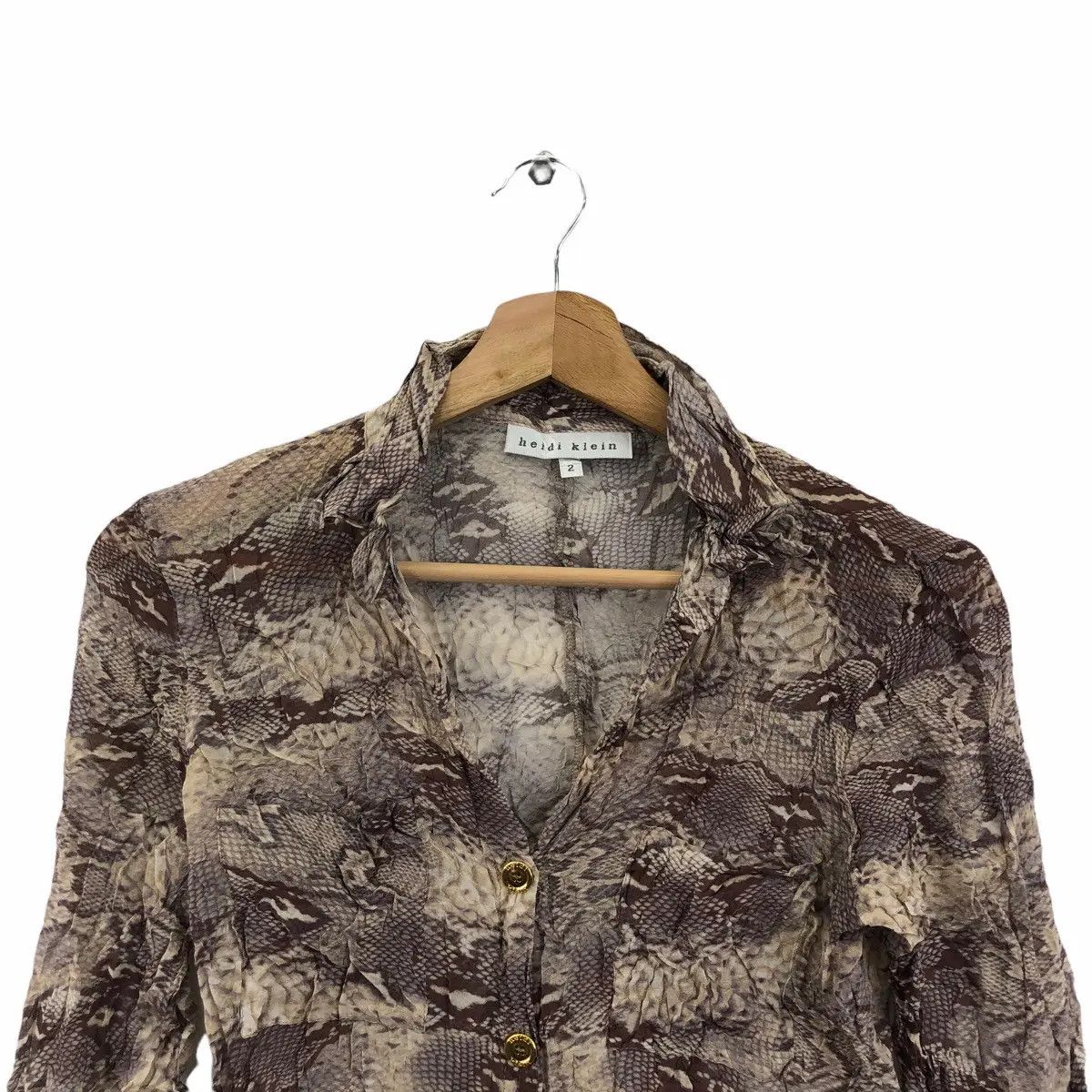 Designer × Vintage Vtg 90’ HEIDI KLEIN PARIS Crocodile Abstract Jacket Blouse Size M / US 6-8 / IT 42-44 - 3 Thumbnail