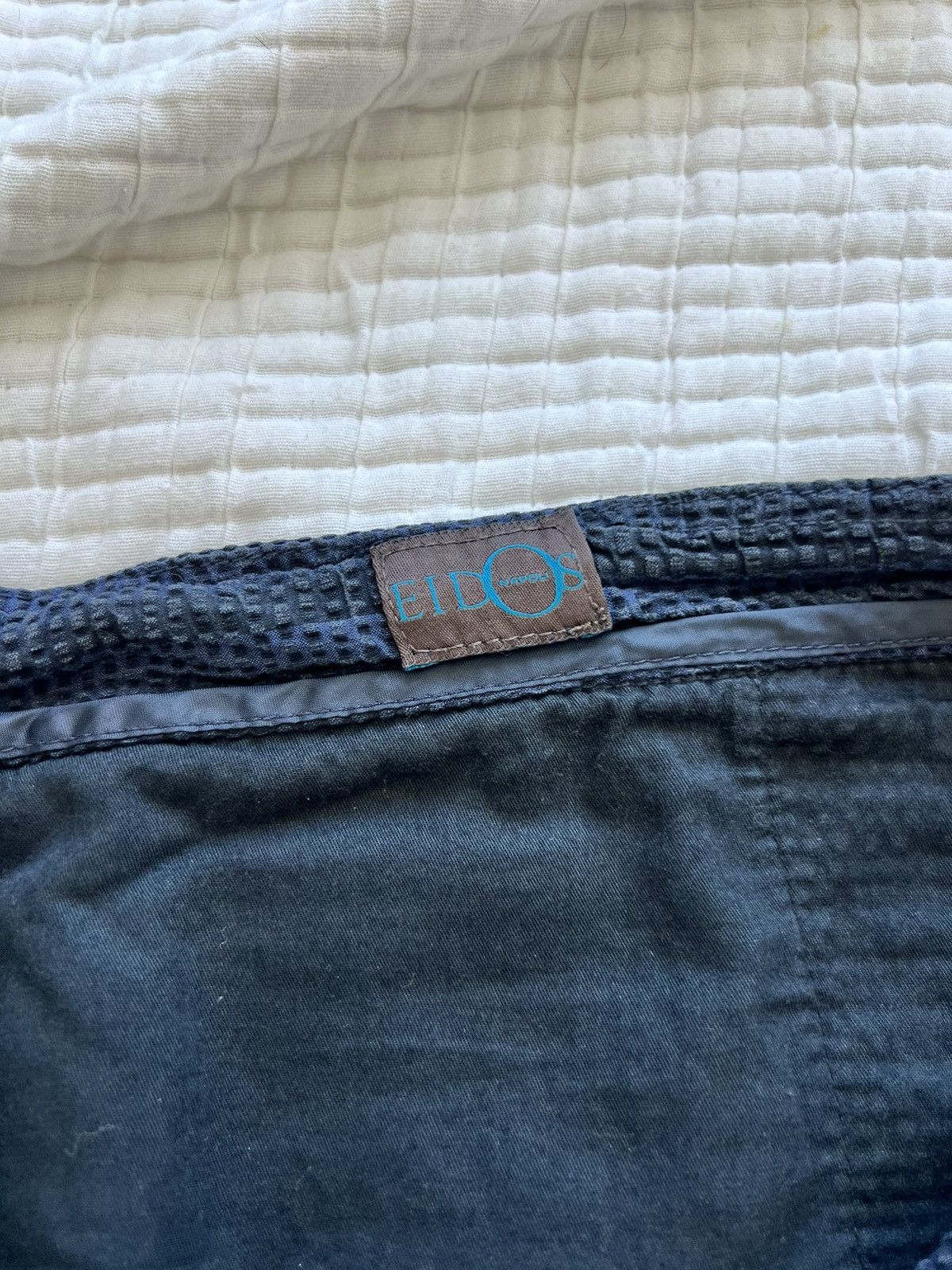 Eidos Napoli Seersucker Indigo Strped Shorts Size US 32 / EU 48 - 3 Thumbnail