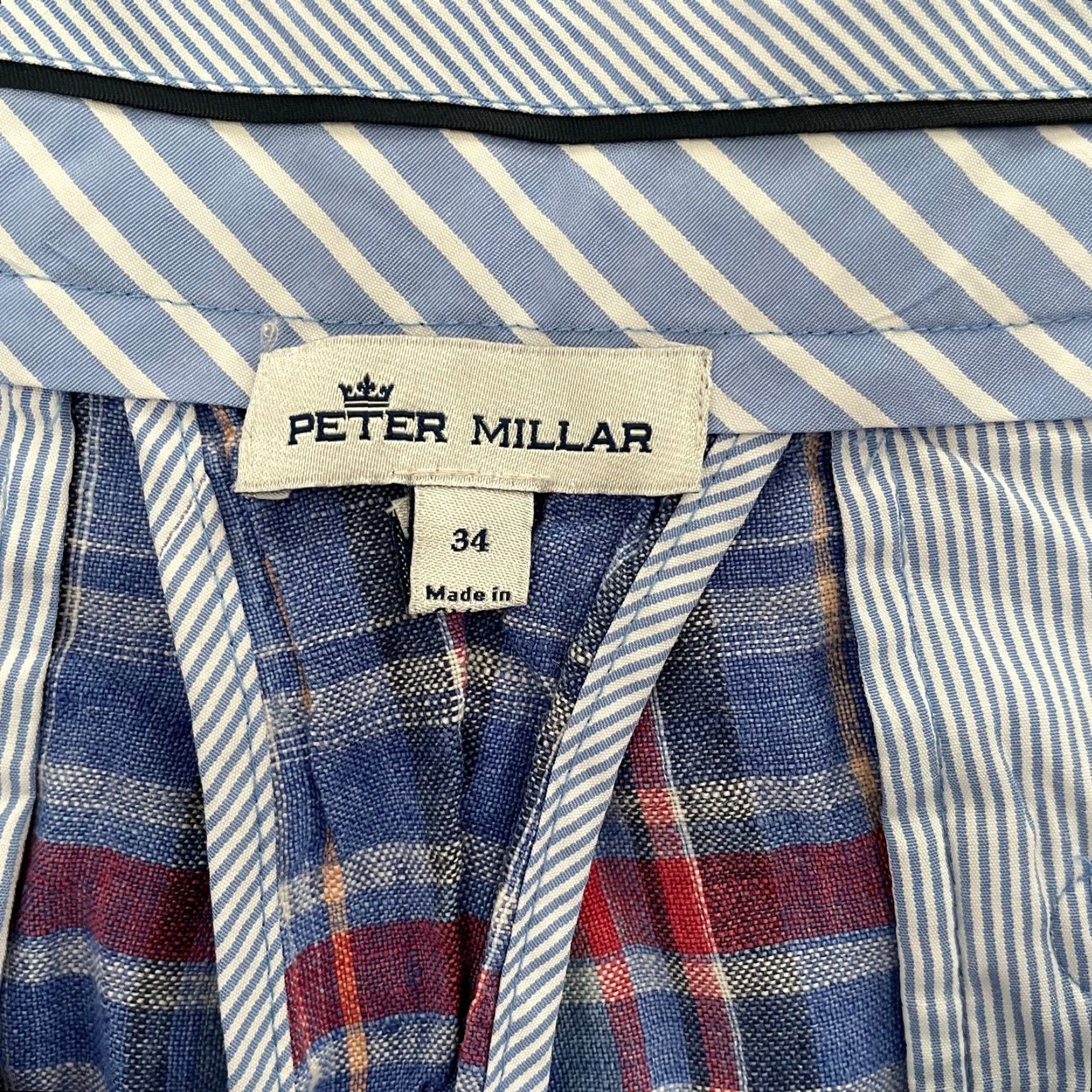 Peter Millar Peter Millar Shorts Mens 34 Blue Plaid Linen Crown Sport Golf Chino Size US 34 / EU 50 - 3 Thumbnail