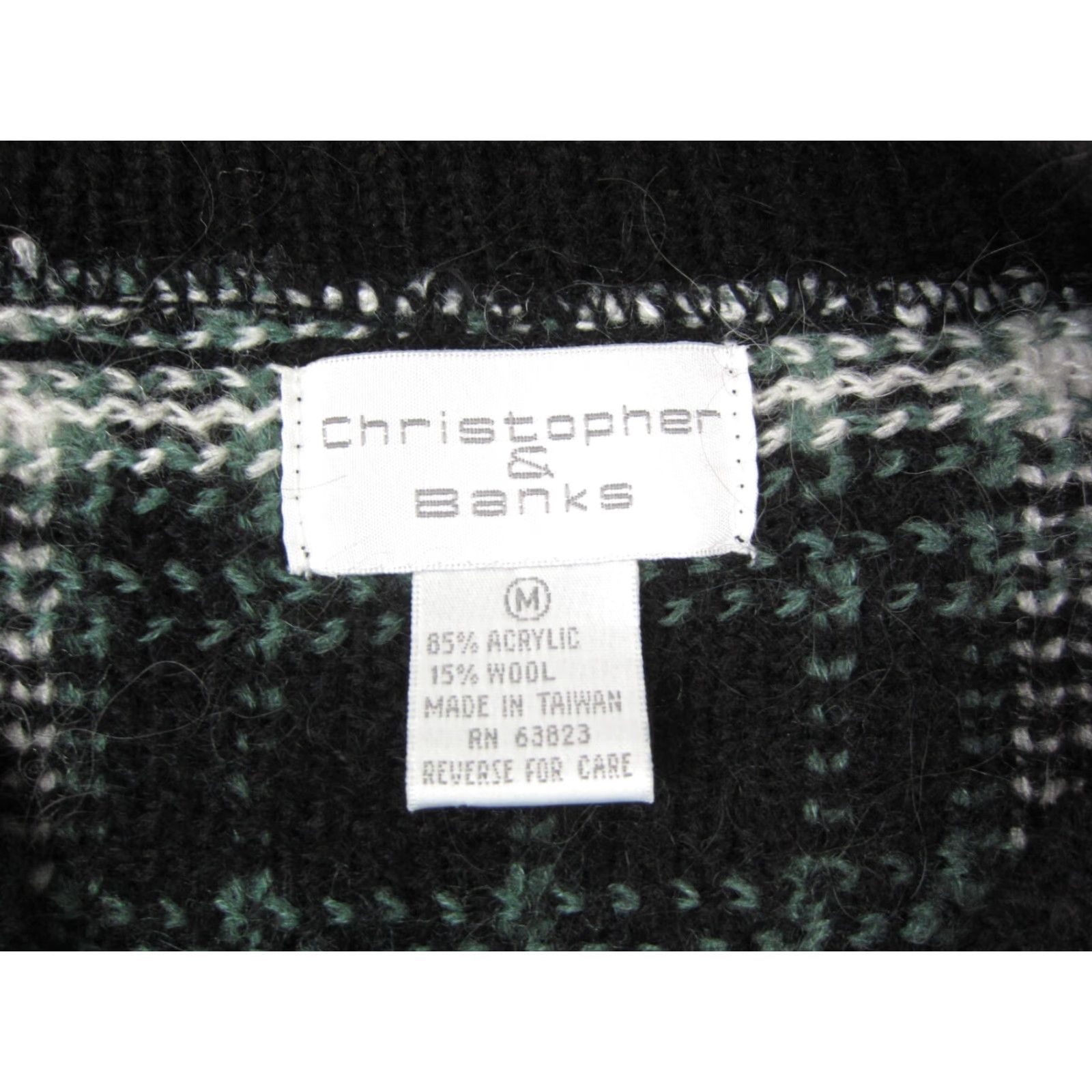 Vintage VINTAGE Christopher & Banks Cardigan Womens M Black Plaid Wool Sweater Size M / US 6-8 / IT 42-44 - 3 Thumbnail
