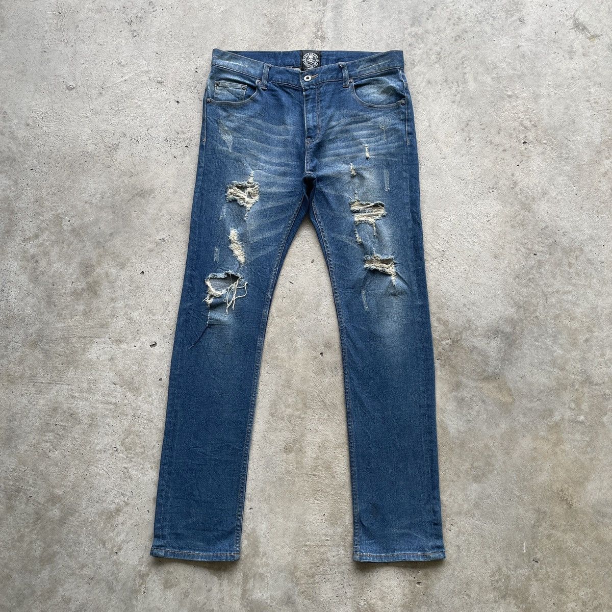 Japanese Brand Vintage Diviner Reckless Life Distressed Jeans Ripped Pants Size US 34 / EU 50 - 1 Thumbnail