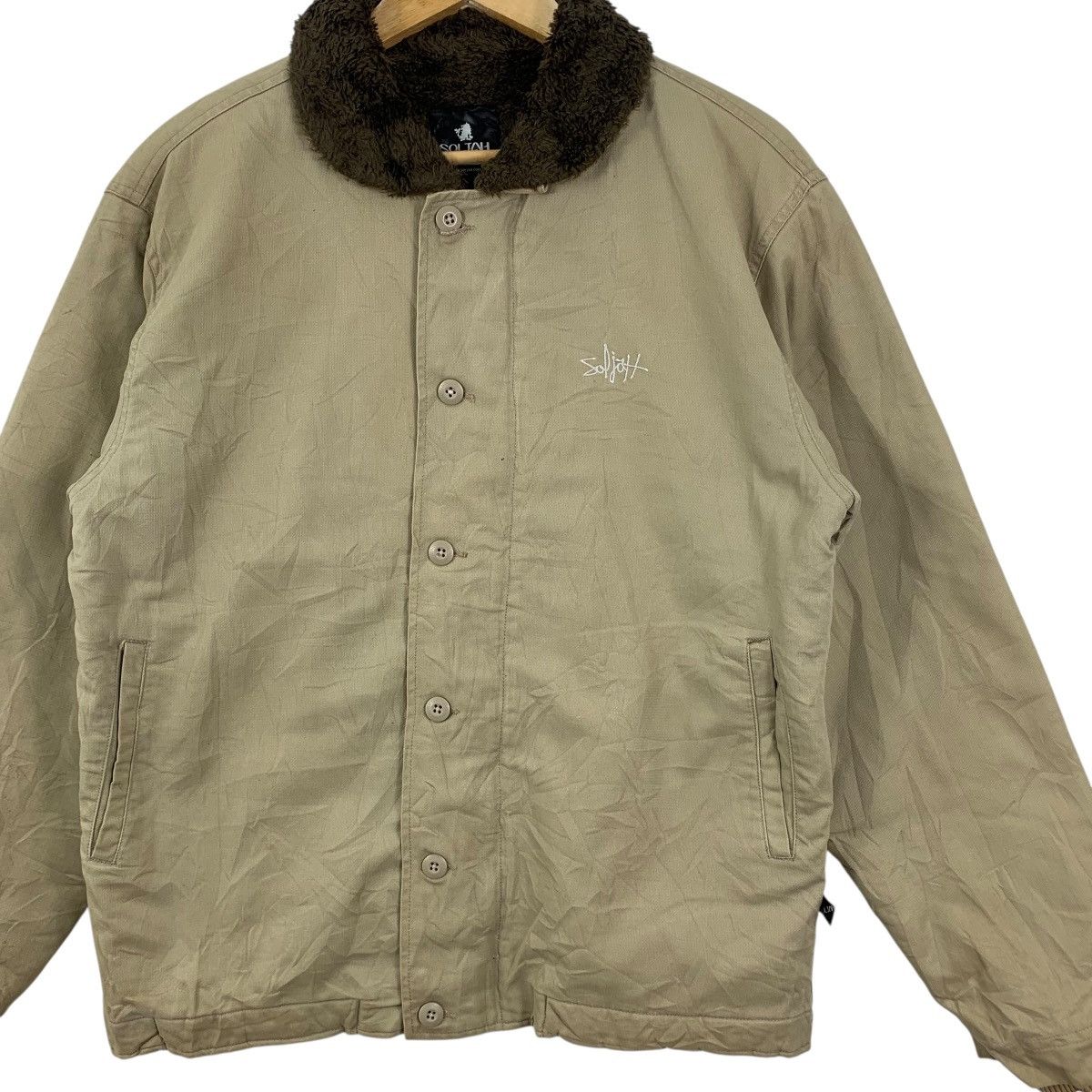 Vintage Vintage SOLJAH HAWAII Shearling Lining Chore Jacket Heavy Size US L / EU 52-54 / 3 - 6 Thumbnail