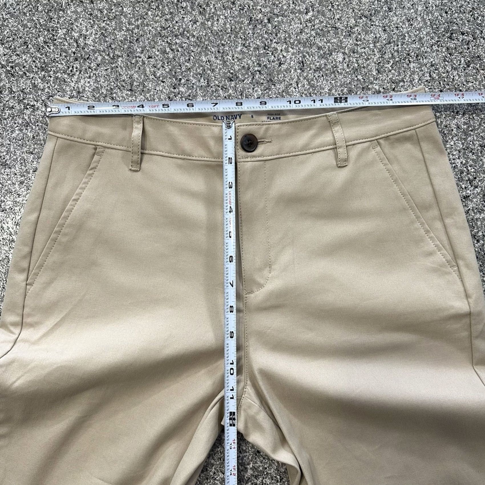 Old Navy Old Navy Beige Chino Pants Womens 8 High Rise Flare Stretch Regular Inseam 32 Size 30" / US 8 / IT 44 - 7 Thumbnail