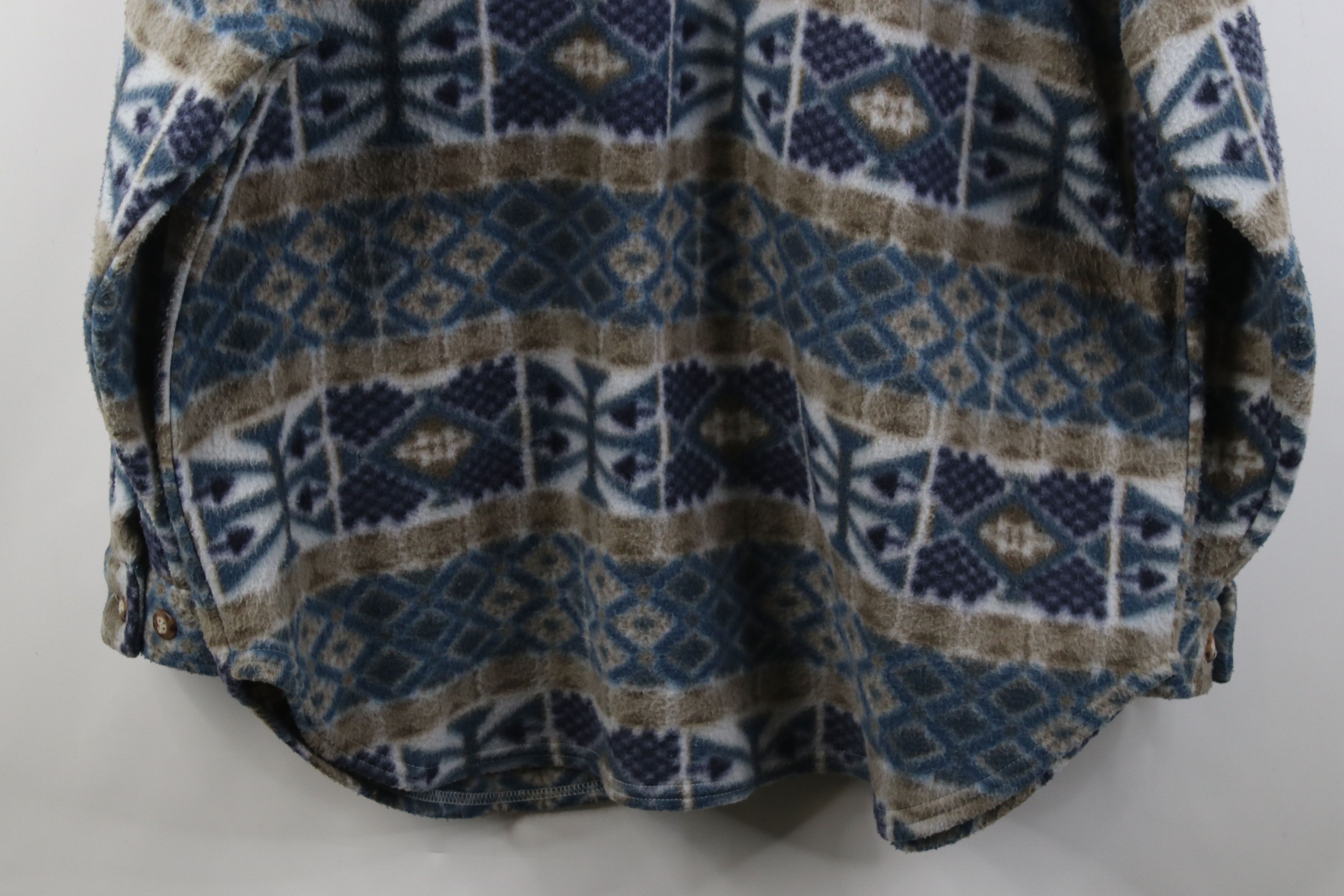 Vintage Vintage 90s Streetwear Fair Isle Fleece Button Shirt Jacket Size US XL / EU 56 / 4 - 12 Thumbnail