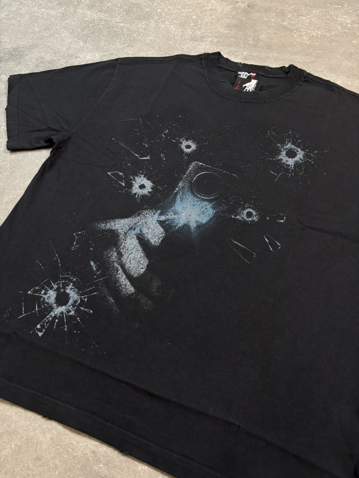 Vintage Warman Shots Fired Graphic T-Shirt, Washed Black Size US L / EU 52-54 / 3 - 3 Thumbnail