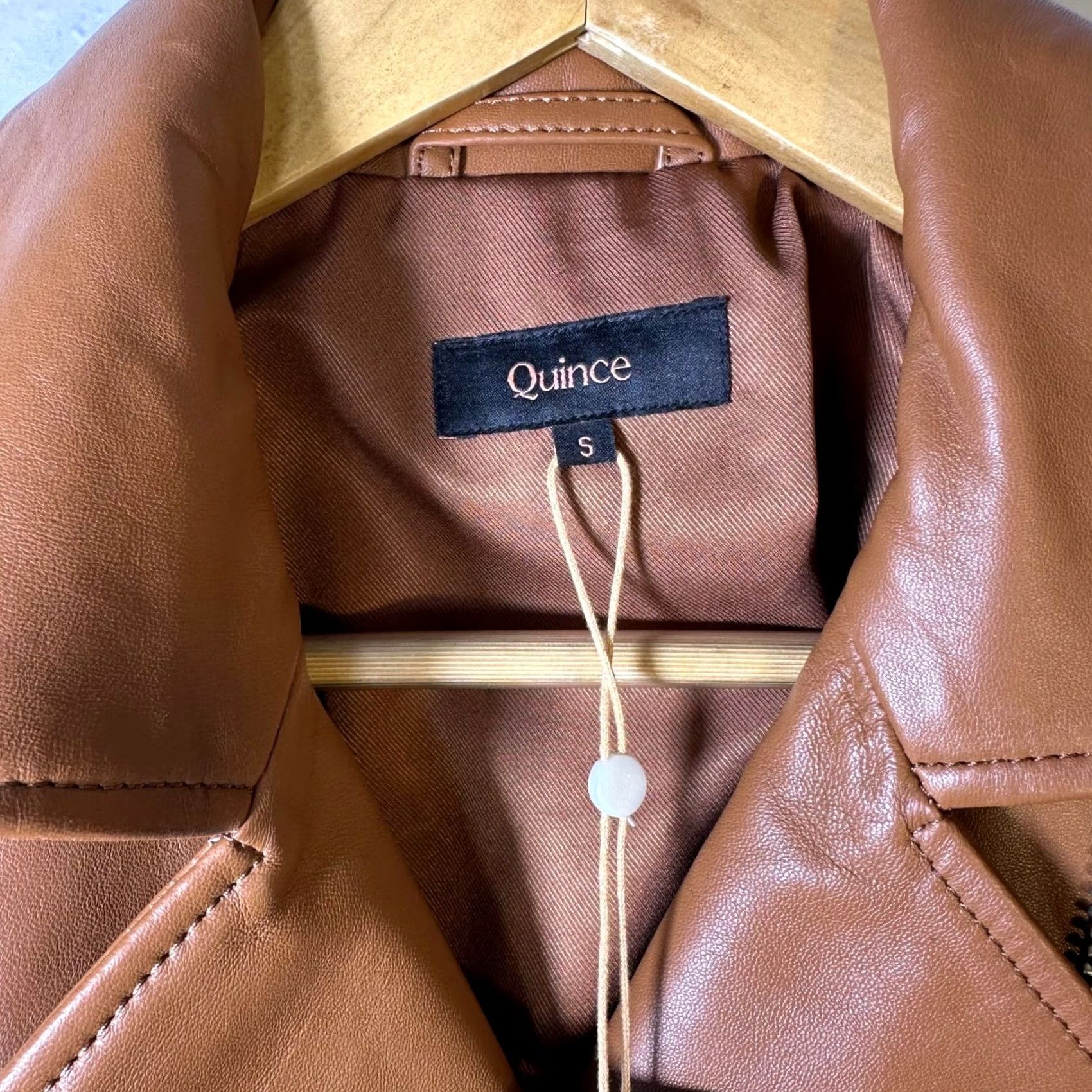 Quince Quince Womens Leather Motorcycle Jacket Small Dark Cognac Brown Bike Size S / US 4 / IT 40 - 2 Thumbnail