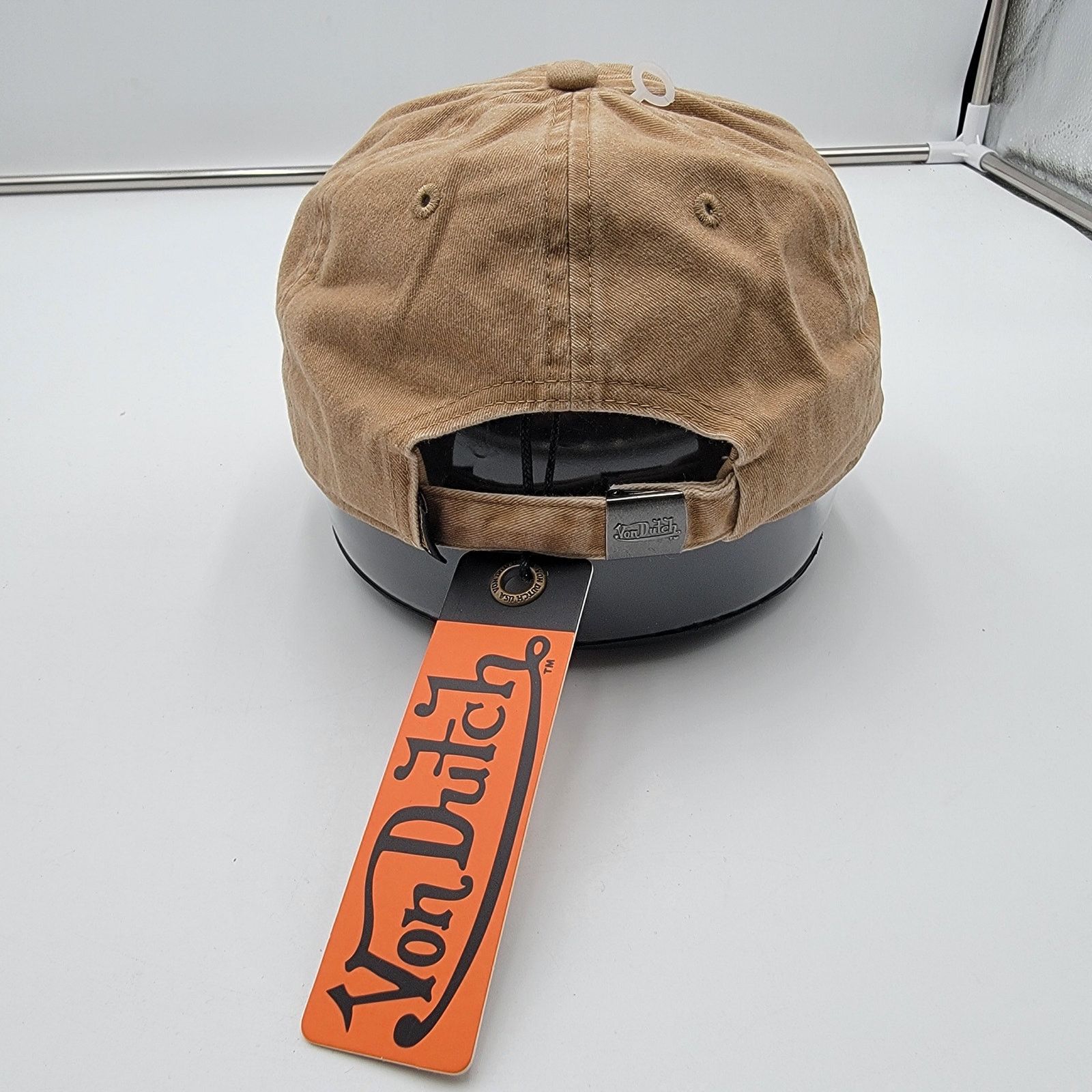 Von Dutch Von Dutch Distressed Denim Adjustable Dad Cap in Beige Size ONE SIZE - 3 Thumbnail