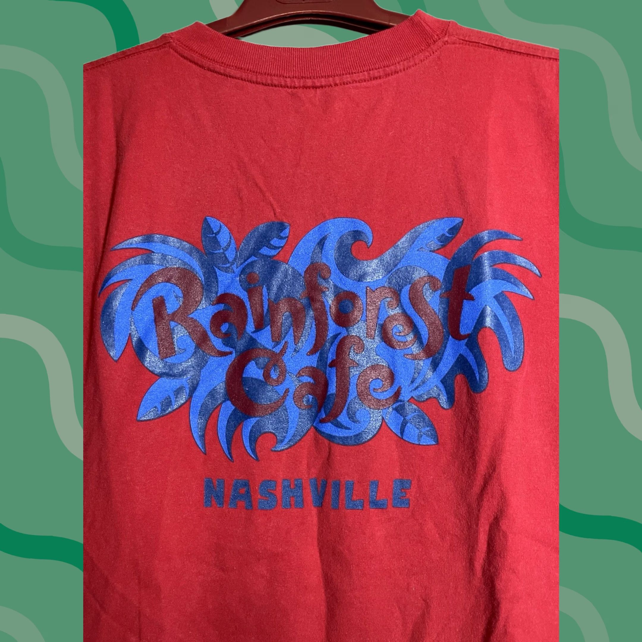 Doublet VINTAGE Rainforest Cafe T-Shirt Red XL Double-Sided Men Shirt, Crew Neck, Short Sleeve, 1990s, Cotton Size US XL / EU 56 / 4 - 1 Thumbnail