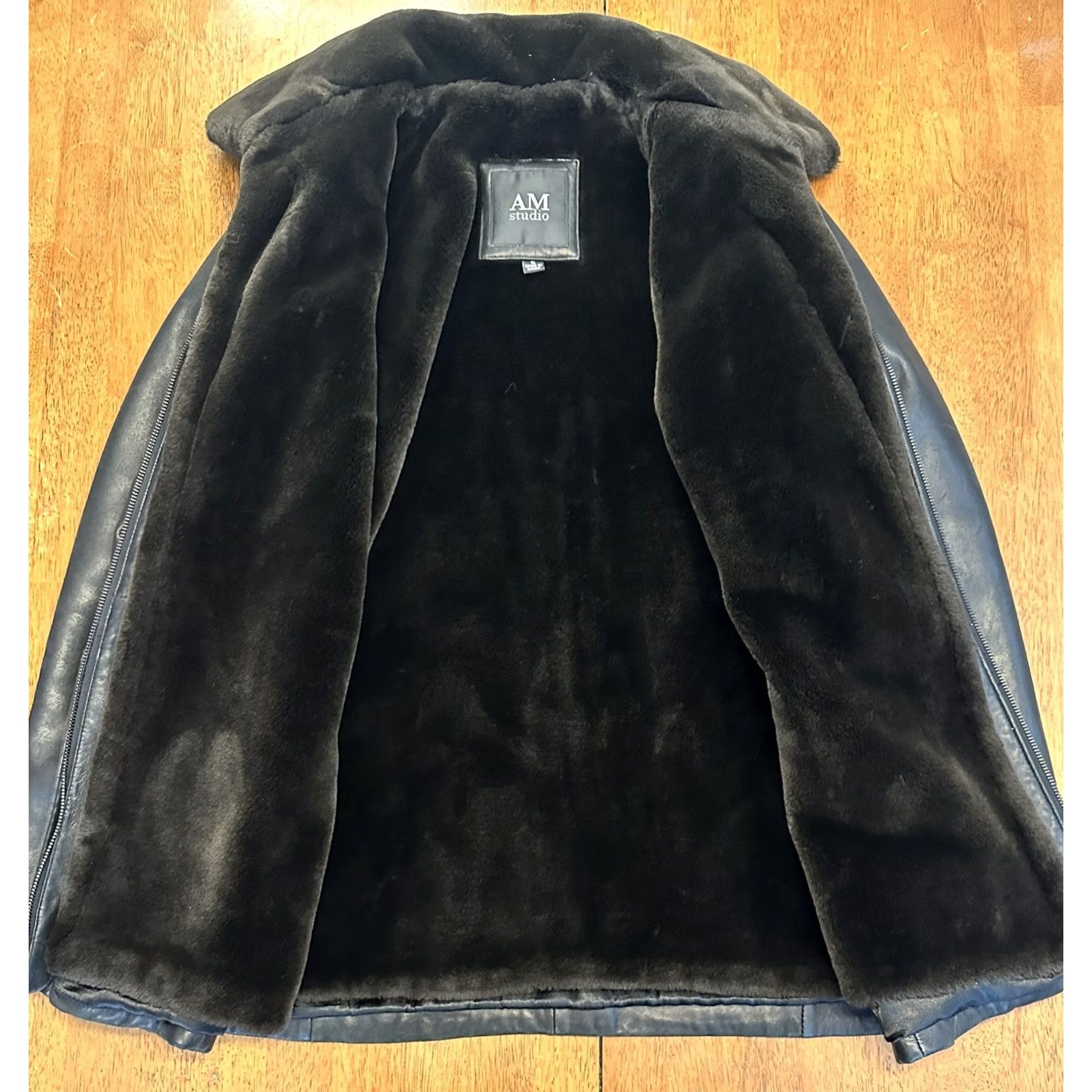 Vintage AM Studio Faux Leather Faux Fur Jacket Small Trench Zip Up Women’s Size S / US 4 / IT 40 - 2 Thumbnail