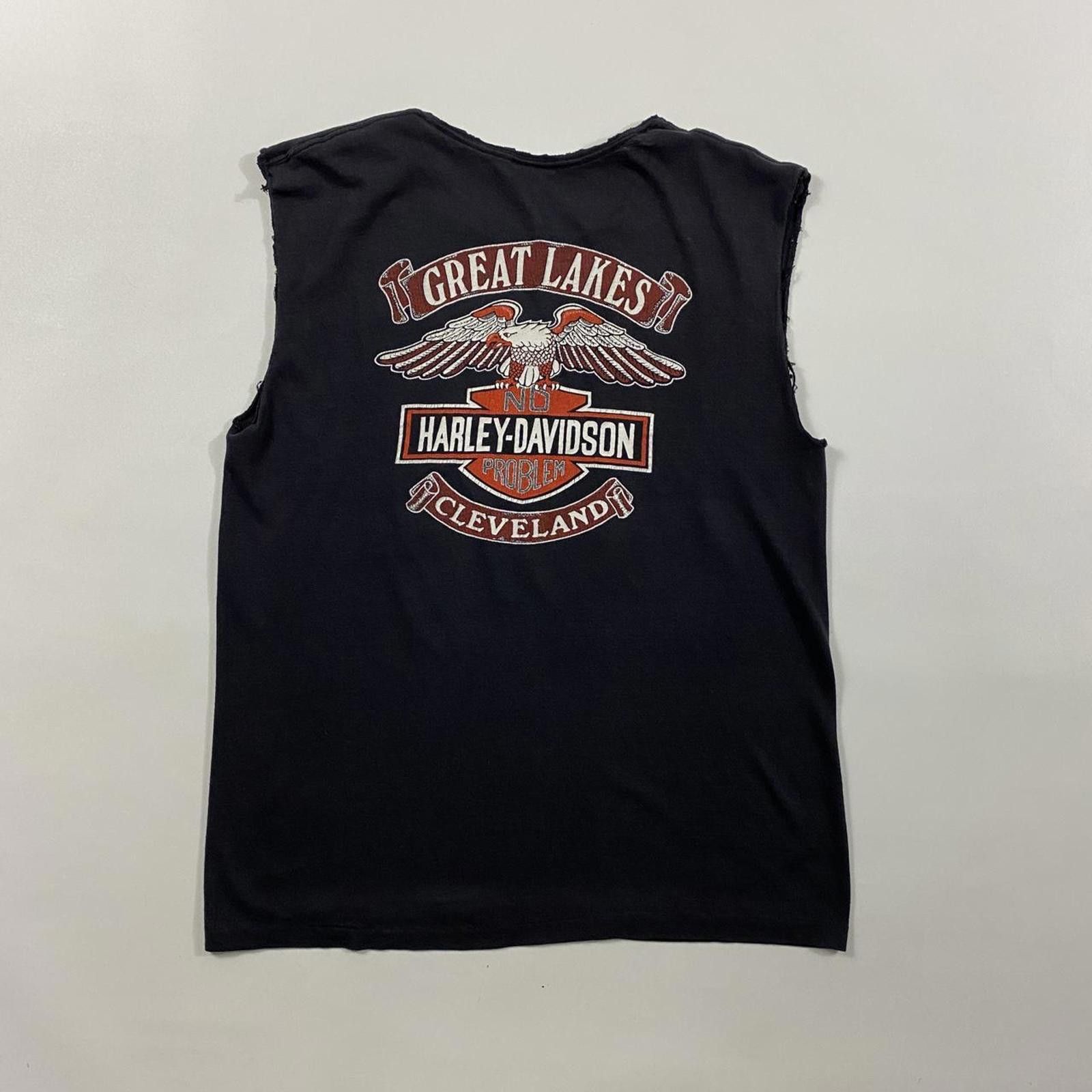 Harley Davidson Vintage 80s Harley Davidson Cut Sleeveless Shirt Size US L / EU 52-54 / 3 - 2 Thumbnail