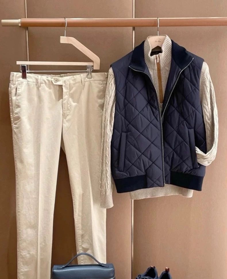 Loro Piana LORO PIANA Solid color collar zipper sleeveless vest Size US L / EU 52-54 / 3 - 2 Thumbnail