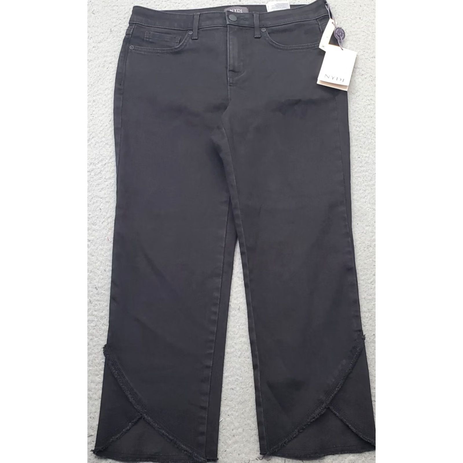 NYDJ NYDJ Womens Capri Jeans 4 Black Denim Lift Tuck Stretch Raw Hem Cropped Outdoor Size 27" / US 4 / IT 40 - 2 Thumbnail