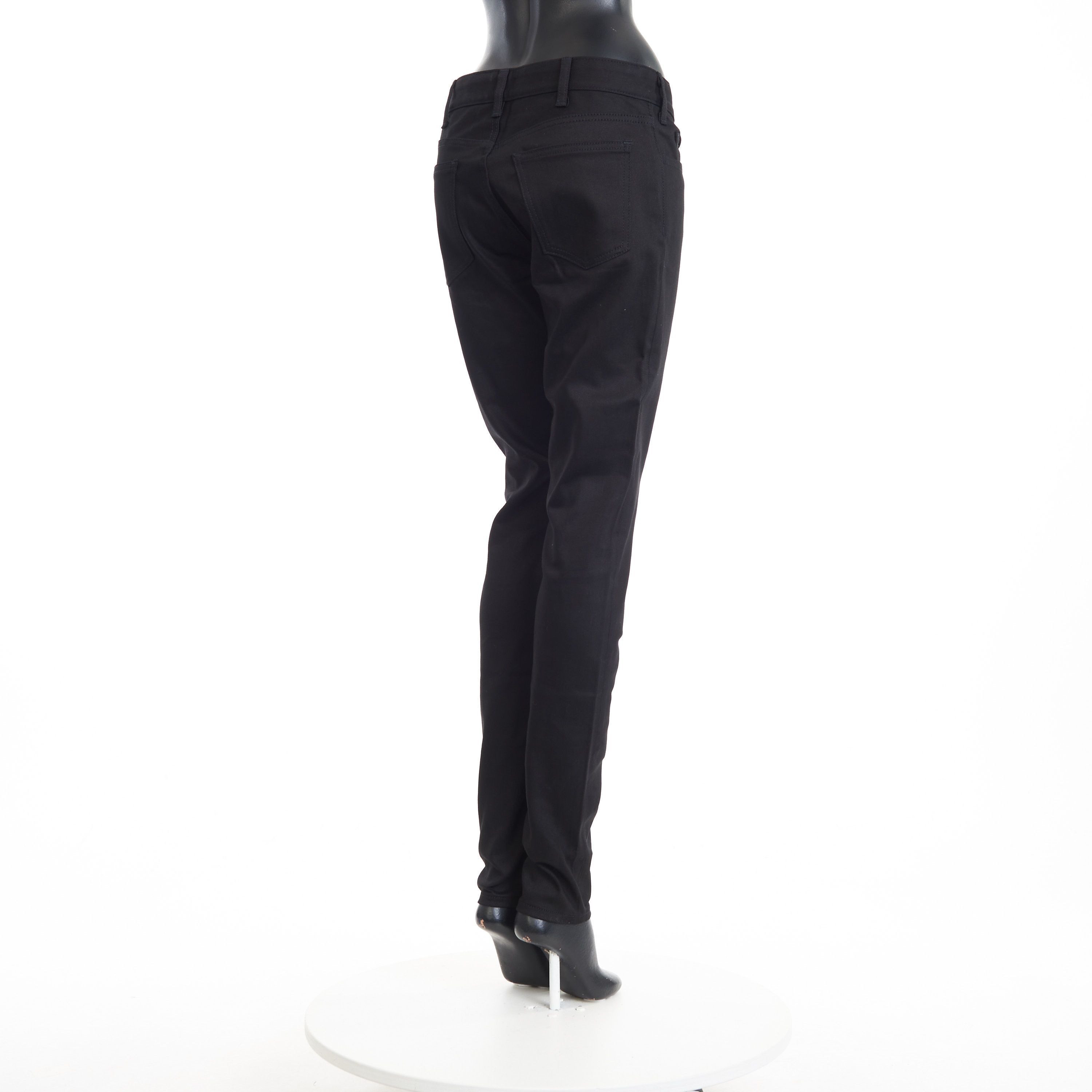 Celine Skinny Jeans In Pure Black Wash Denim, Mid Rise Size 27" / US 4 / IT 40 - 6 Thumbnail