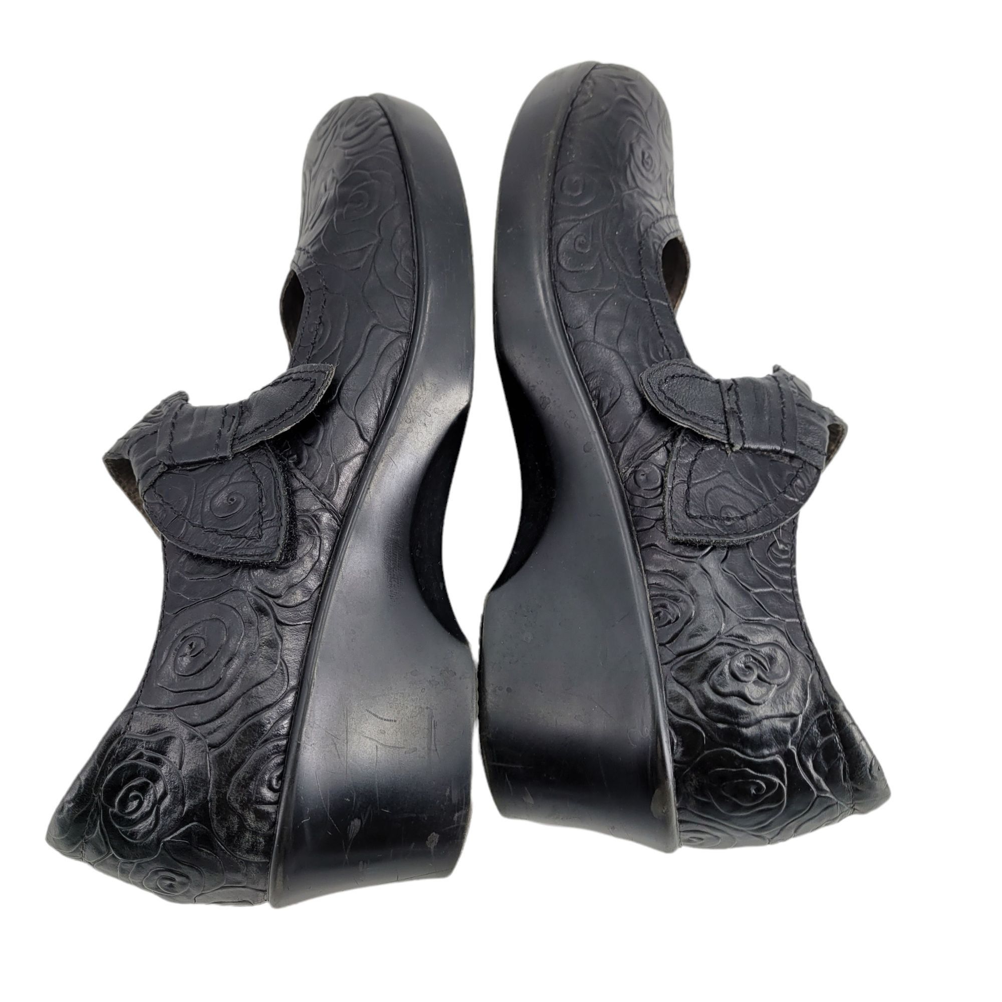 Other Vtg Y2K Alegria Mary Jane Leather Chunky 3D Rose Embossed El Size US 10.5 / IT 40.5 - 4 Thumbnail