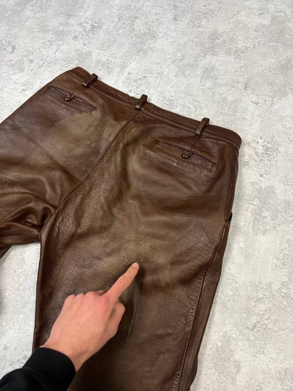 Genuine Leather Vintage Brown Leather Pants Y2K Size US 36 / EU 52 - 13 Thumbnail