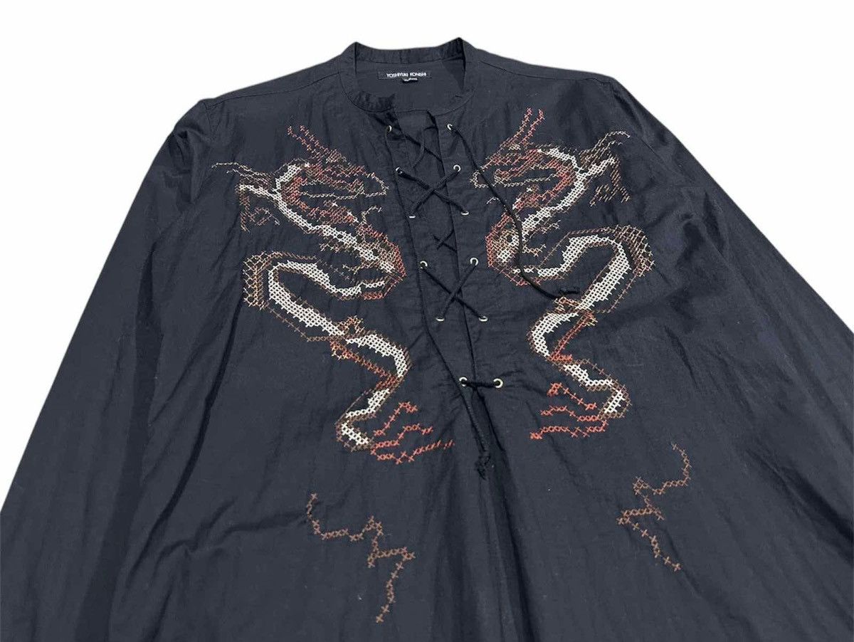 If Six Was Nine × Japanese Brand × Yoshiyuki Konishi 🔥Rare Archive Yoshiyuki Konishi Double Dragon Laces Up Shirt Size US M / EU 48-50 / 2 - 3 Thumbnail