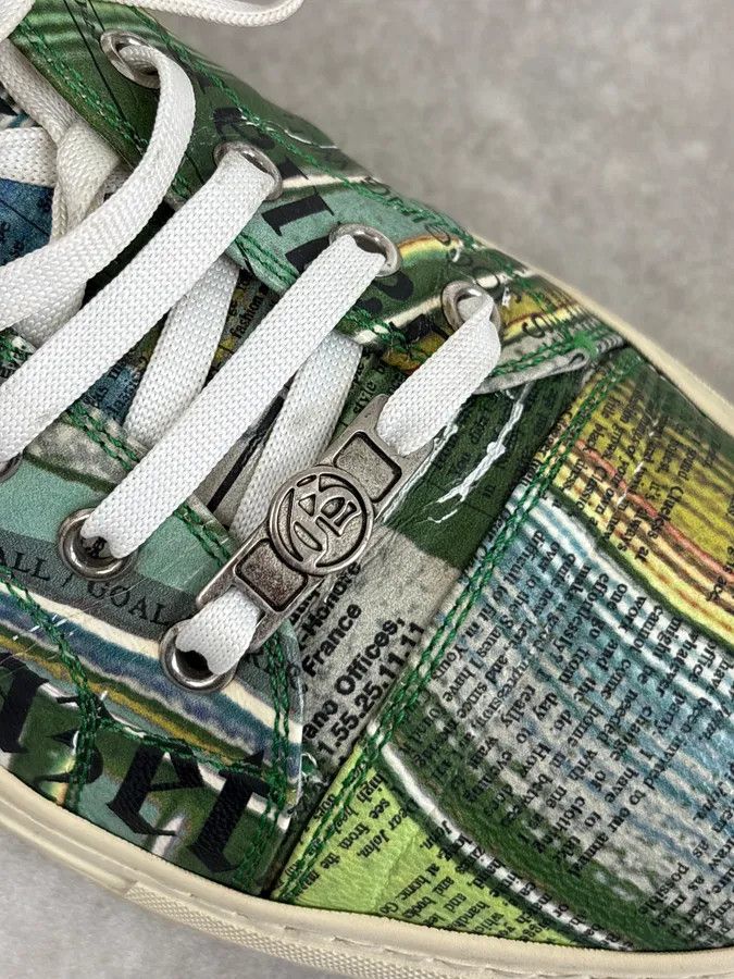 John Galliano John Galliano Green Magazine Textile Patterned Sneakers Size US 11 / EU 44 - 9 Thumbnail