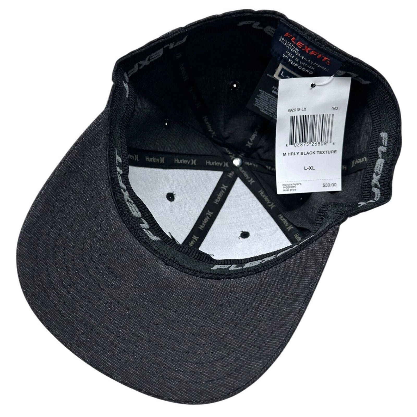 Hurley Hurley Men's Hat Black Texture Flex Fit Cap in S/M Size ONE SIZE - 4 Thumbnail