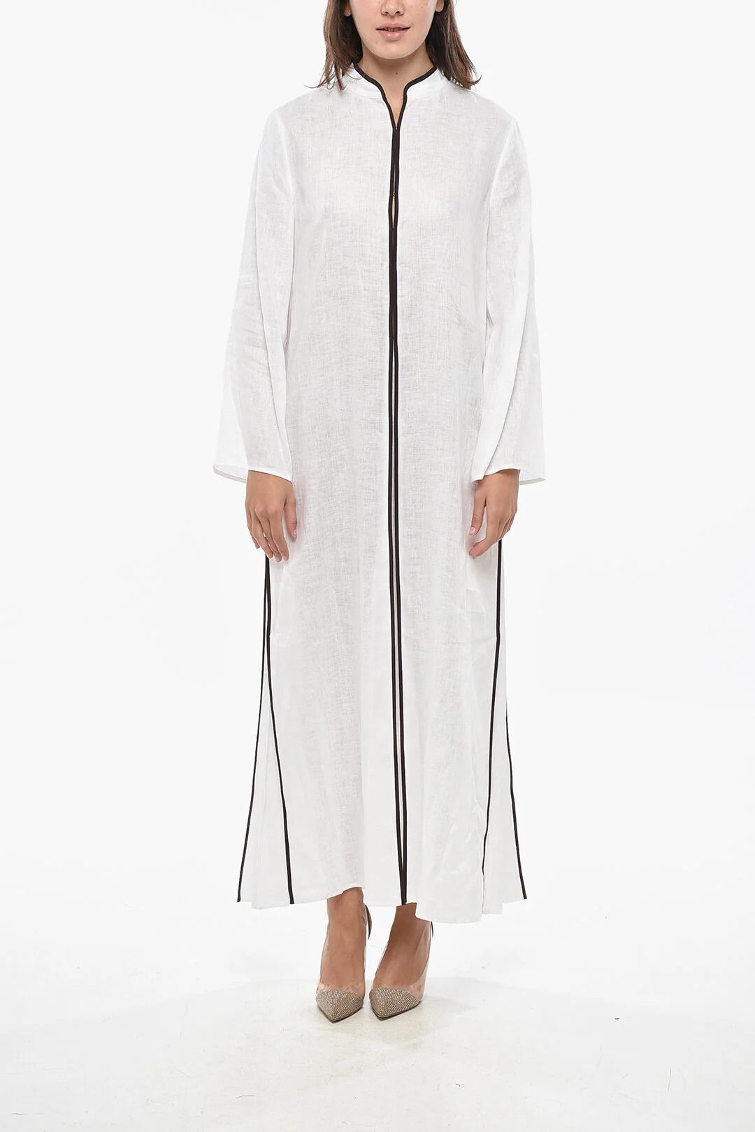 Tory Burch og1mm0426 Linen Kaftan in White Size M / US 6-8 / IT 42-44 - 1 Thumbnail