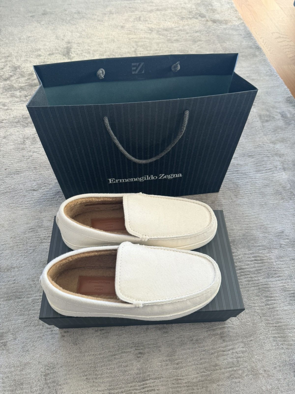 Ermenegildo Zegna Zegna Off White Wool Slip On Sneaker Size US 10 / EU 43 - 1 Thumbnail