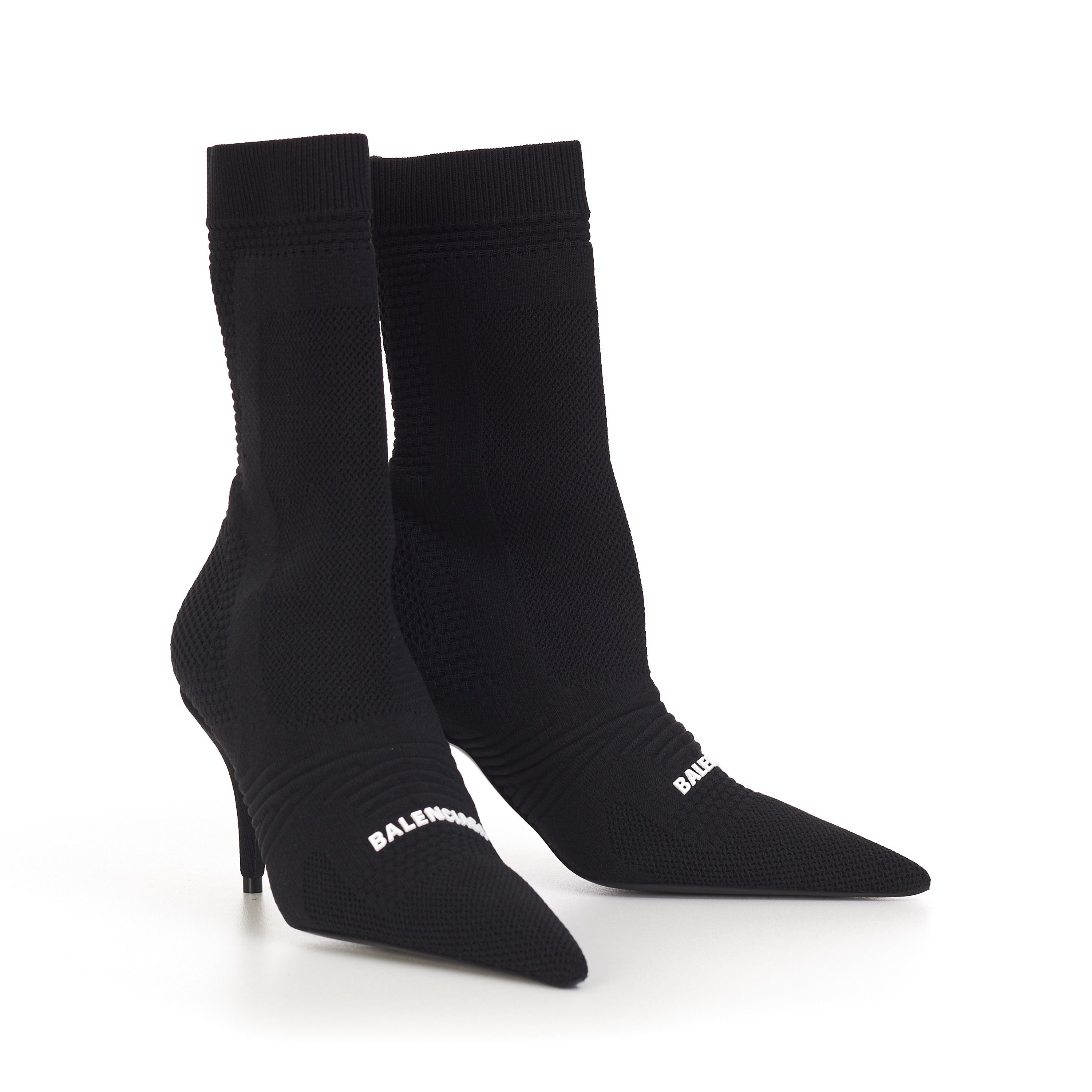Balenciaga Knife Bootie In Black Textured Knit with Balenciaga logo Size US 5 / IT 35 - 10 Thumbnail