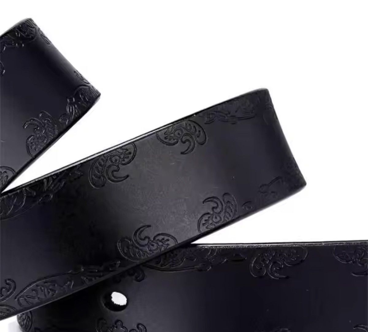 Japanese Brand Floral Embossed Leather Casual Belt 110 cm Size ONE SIZE - 2 Thumbnail
