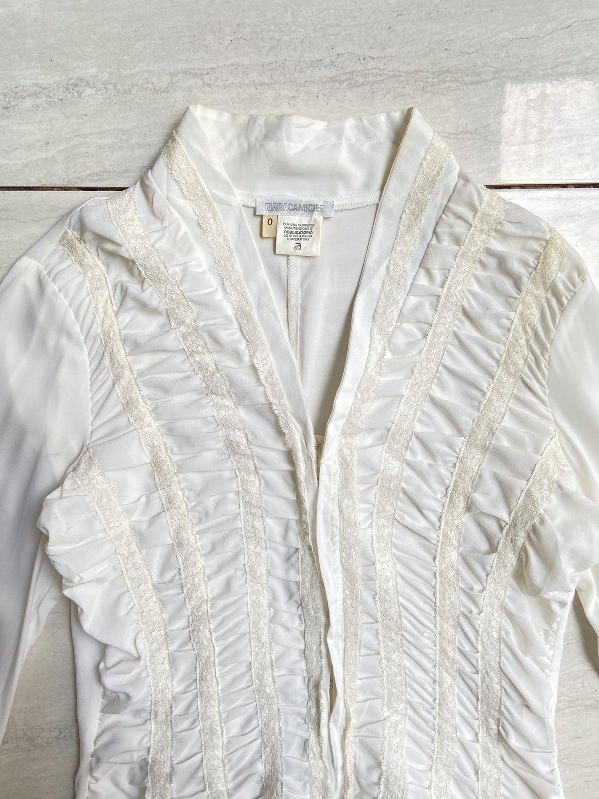 Designer × Japanese Brand NARA CAMICIE White Blouse Size XS / US 0-2 / IT 36-38 - 8 Thumbnail