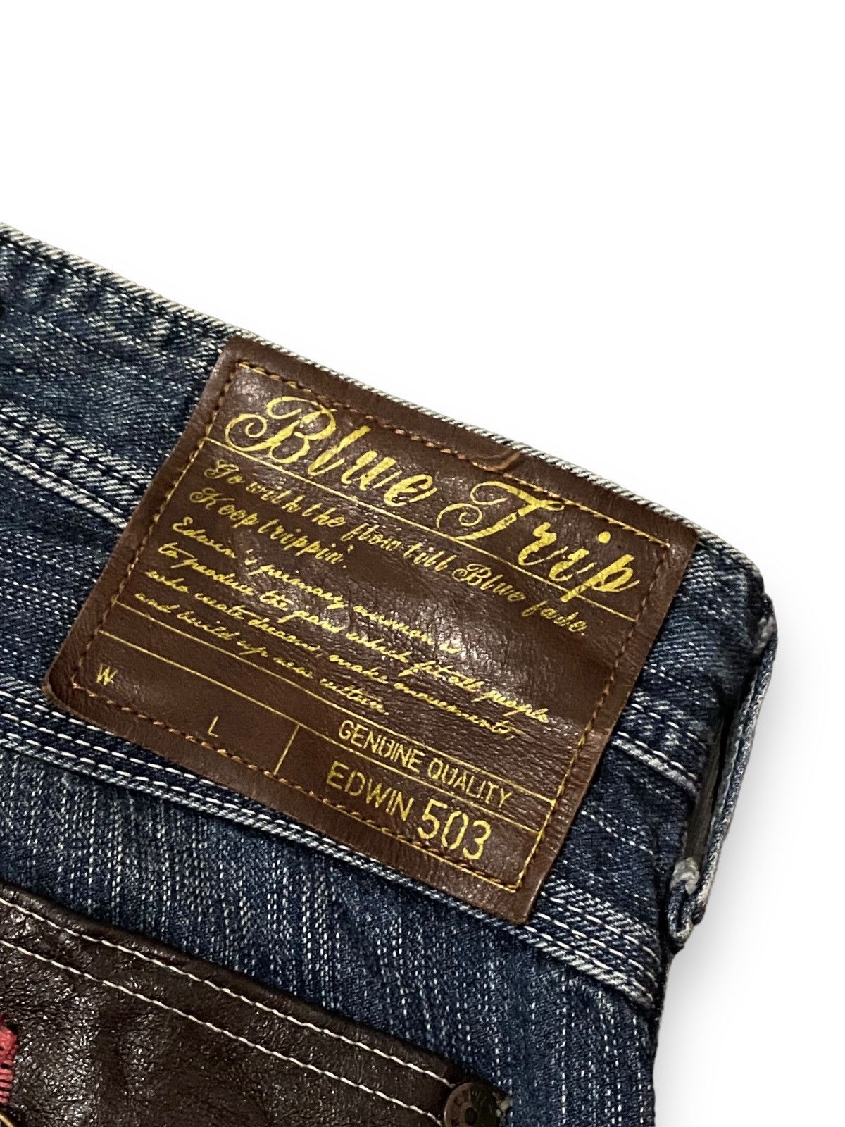 Edwin × Japanese Brand FLARE 🔥 Edwin 503 Blue Trip Distressed Splash Paint Denim Size US 33 - 20 Thumbnail