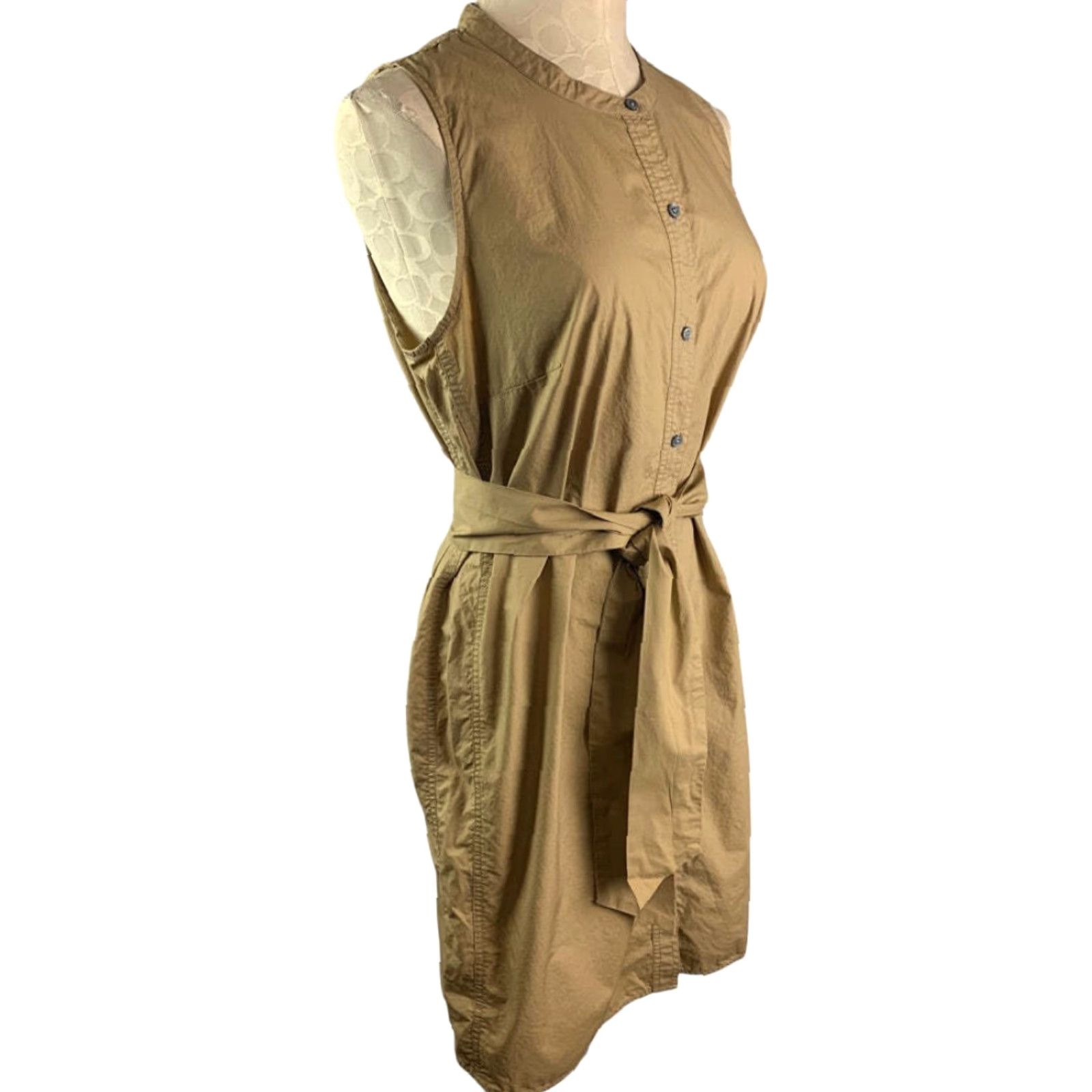 J.Crew Medium J.Crew Collection Women's Sleeveless Poplin Shirtdress Brown Style#J1570 Shirt Dress M Womens Brown 100% Cotton Knee Length Size M / US 6-8 / IT 42-44 - 2 Thumbnail