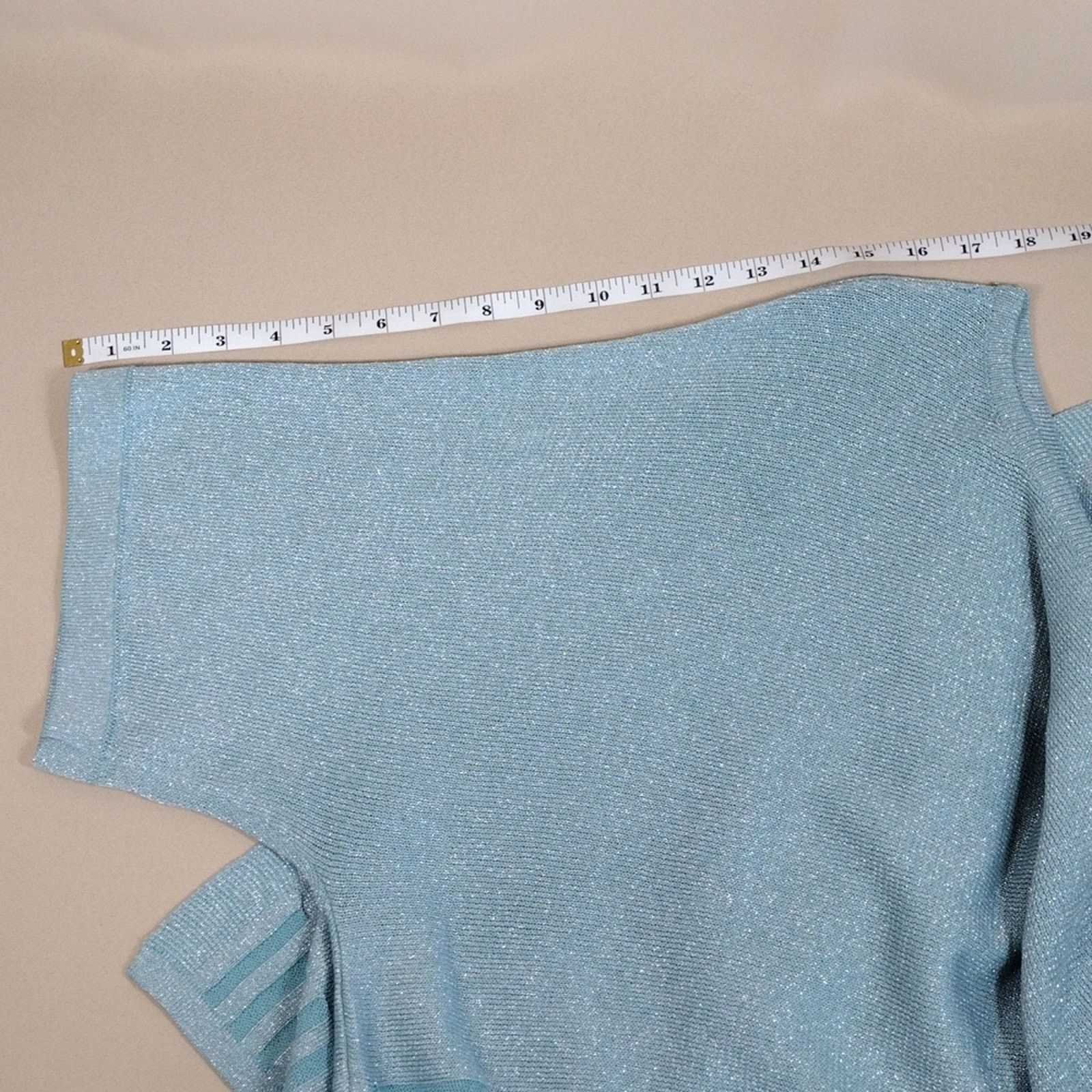 Chicos Chico's Light Blue Flowy Stripe Short Sleeve Plus Size Shirt Size XXL / US 16-18 / IT 52-54 - 8 Thumbnail