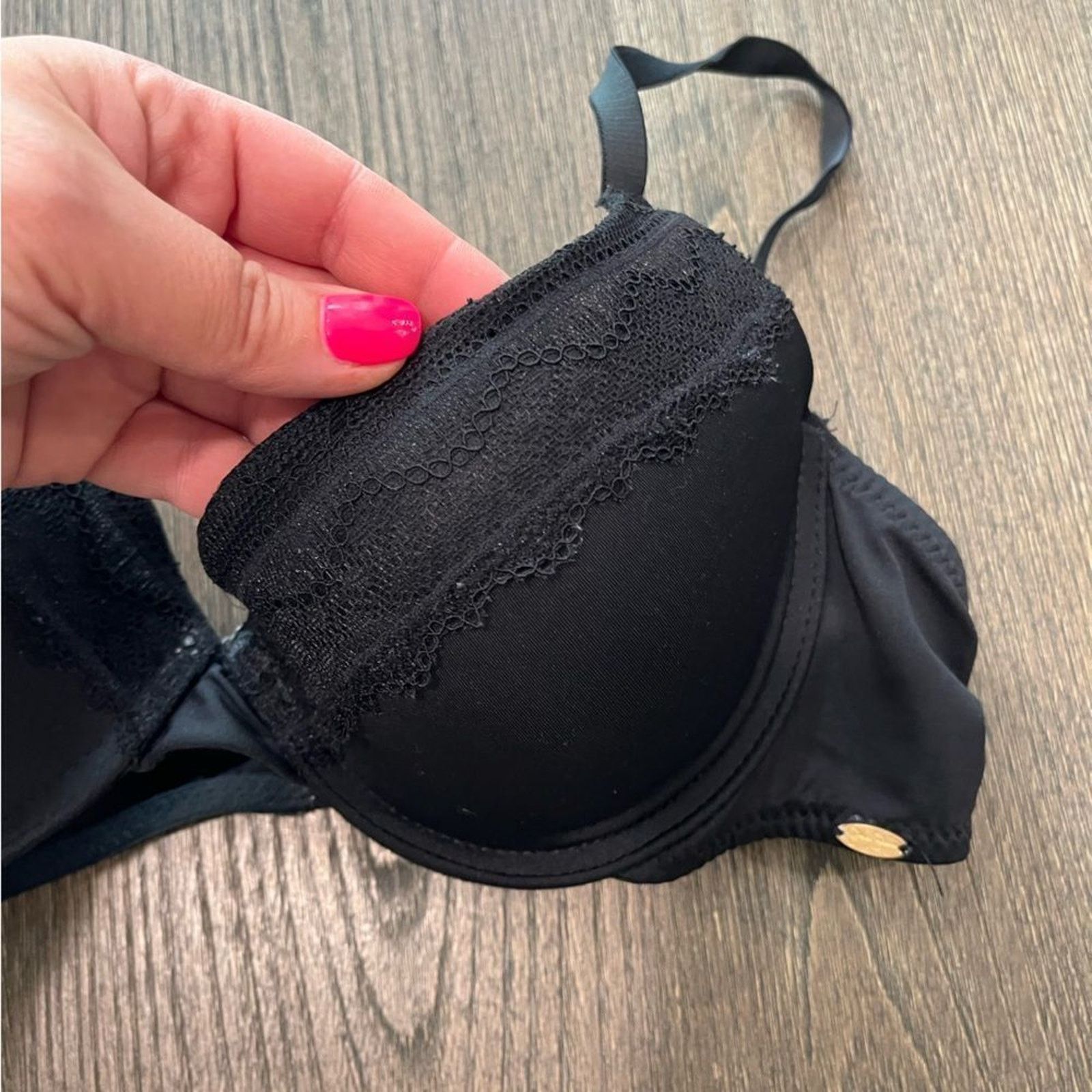 Jessica Simpson Jessica Simpson Black Lace Padded T-Shirt Bra Size 34C Size ONE SIZE - 3 Thumbnail