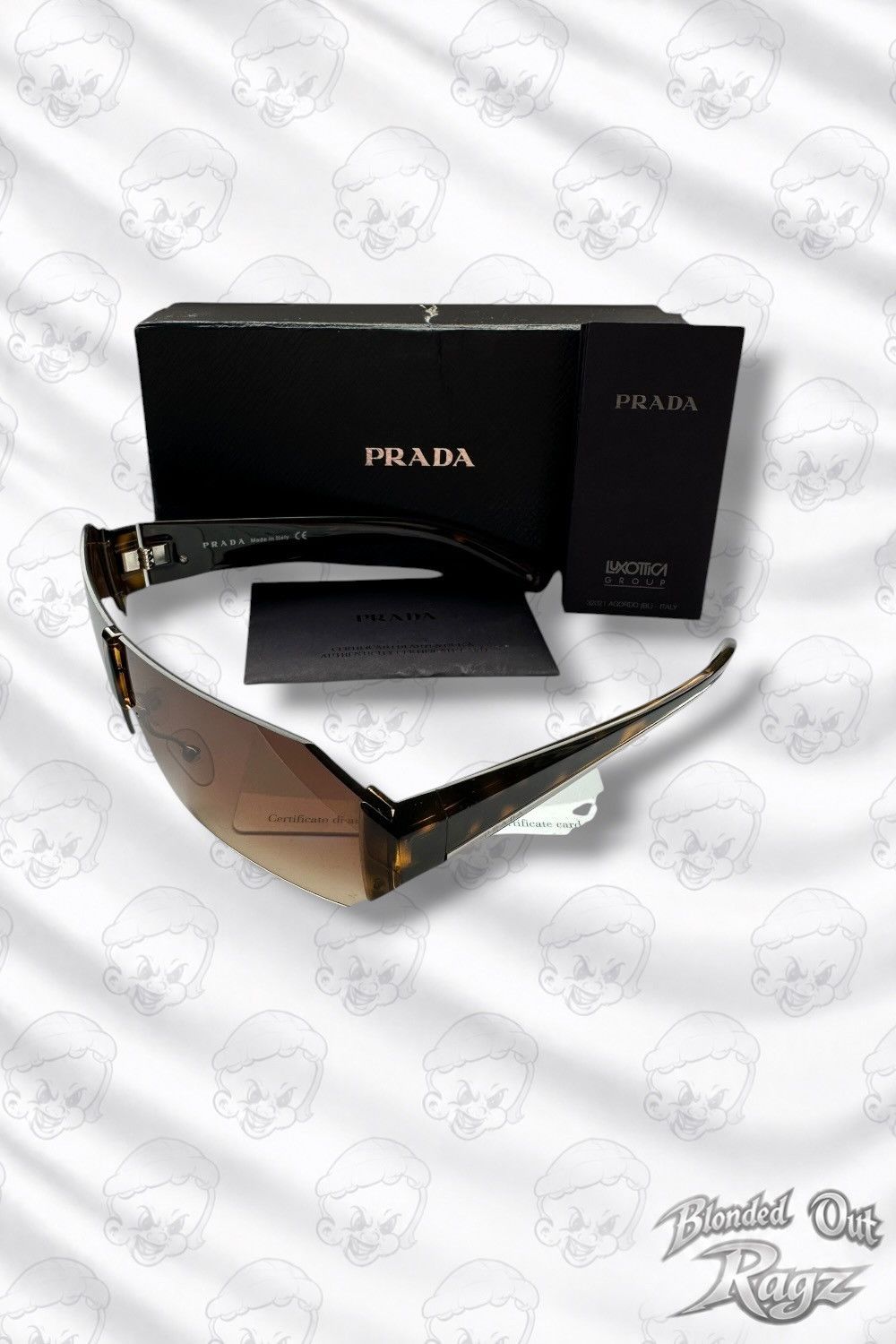 Prada Prada Brown/Black SPR01L Silver Tab Unisex Sunglasses Size ONE SIZE - 2 Thumbnail