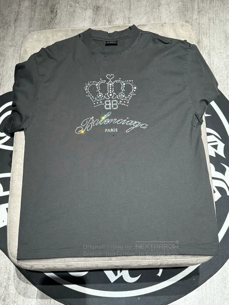 Balenciaga Balenciaga Logo Print Crown Round Neck Short Sleeve T-Shir Size US XS / EU 42 / 0 - 5 Thumbnail
