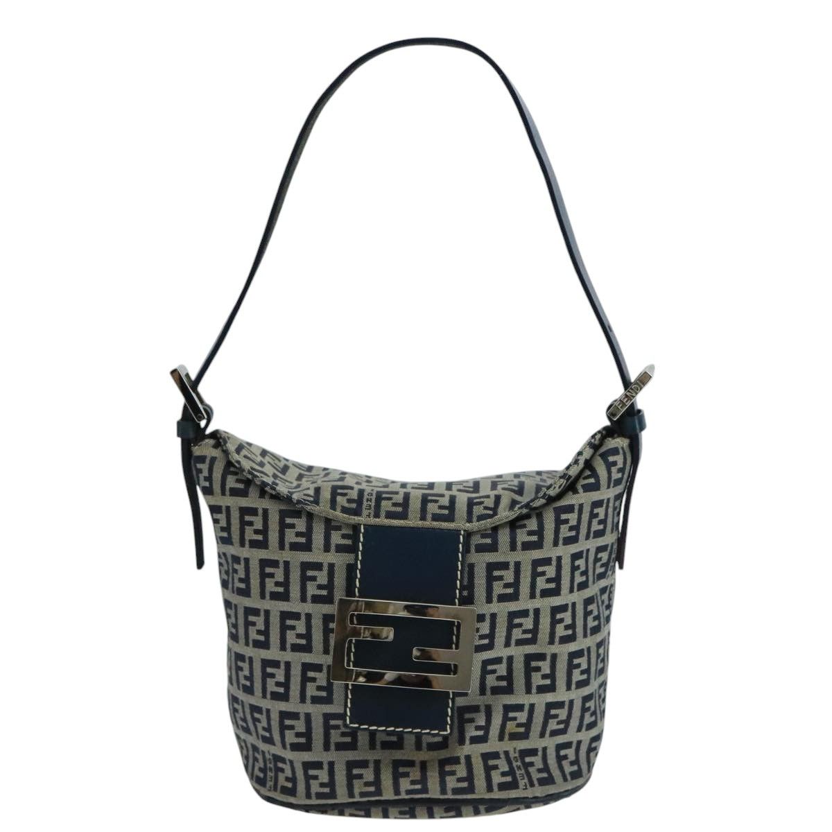 Fendi Zucchino Navy Canvas Shoulder Bag (Pre-Owned) Size ONE SIZE - 1 Thumbnail