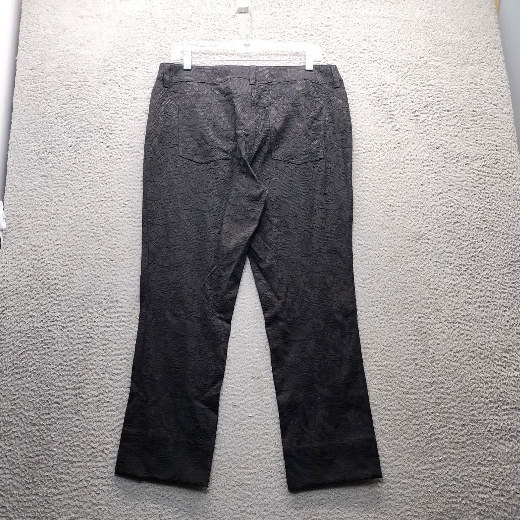 Vintage Chico's Womens Pants Size M Black Eyelet Lace Paisley Regular Fit Straight Leg Clothes Shirt/ Pant Size 32" / US 10 / IT 46 - 2 Thumbnail