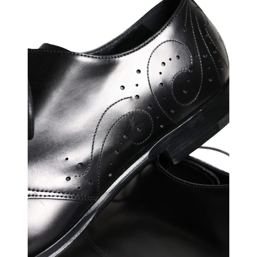 Dolce & Gabbana Dolce & Gabbana Black Calfskin Leather Derby Men Dress Shoes Size US 10 / EU 43 - 8 Thumbnail
